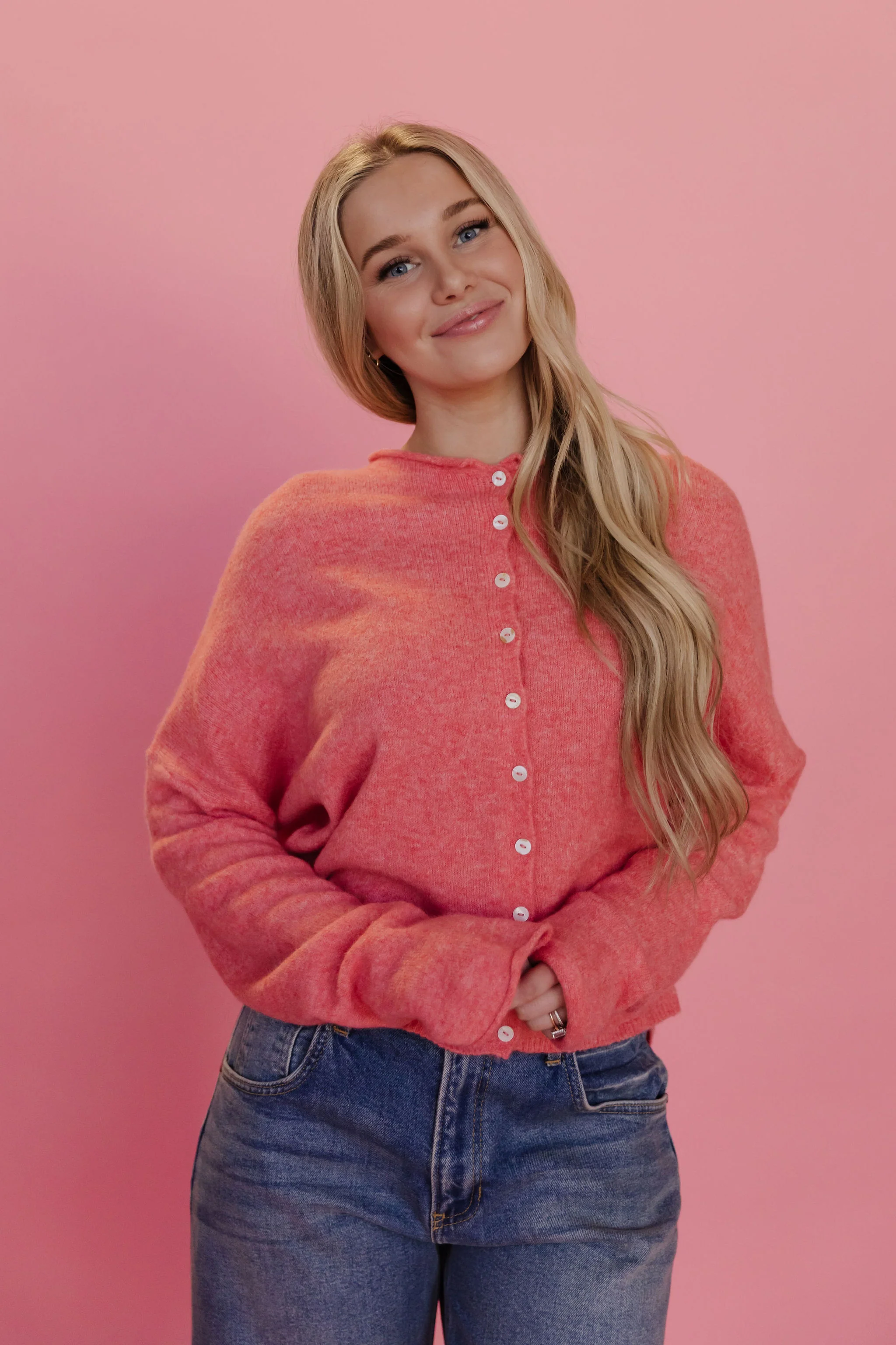 THE CAMPBELL CARDIGAN IN PEACH - Image 6