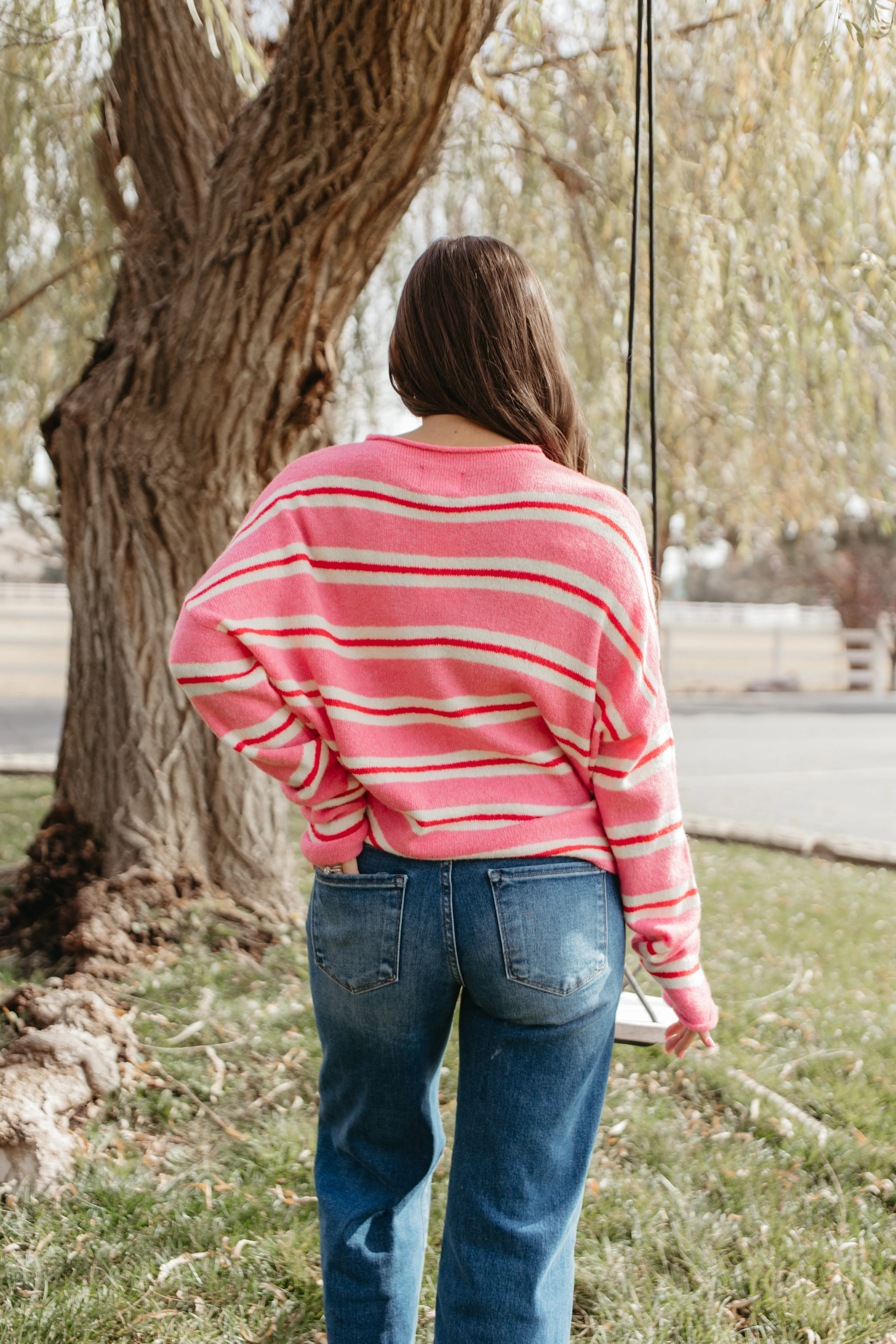 THE CAMPBELL CARDIGAN IN PINK VARSITY STRIPE - Image 6