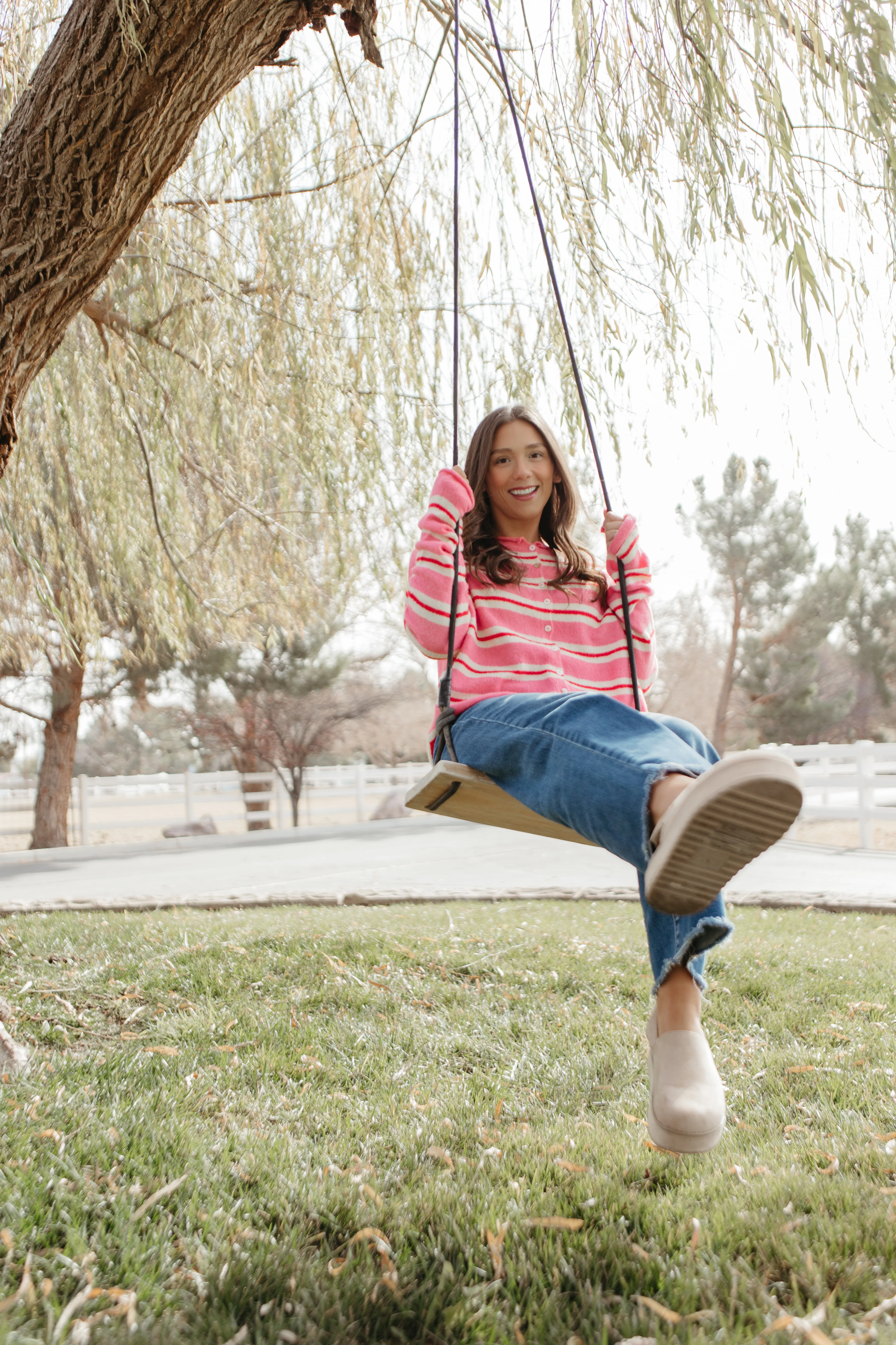 THE CAMPBELL CARDIGAN IN PINK VARSITY STRIPE - Image 7