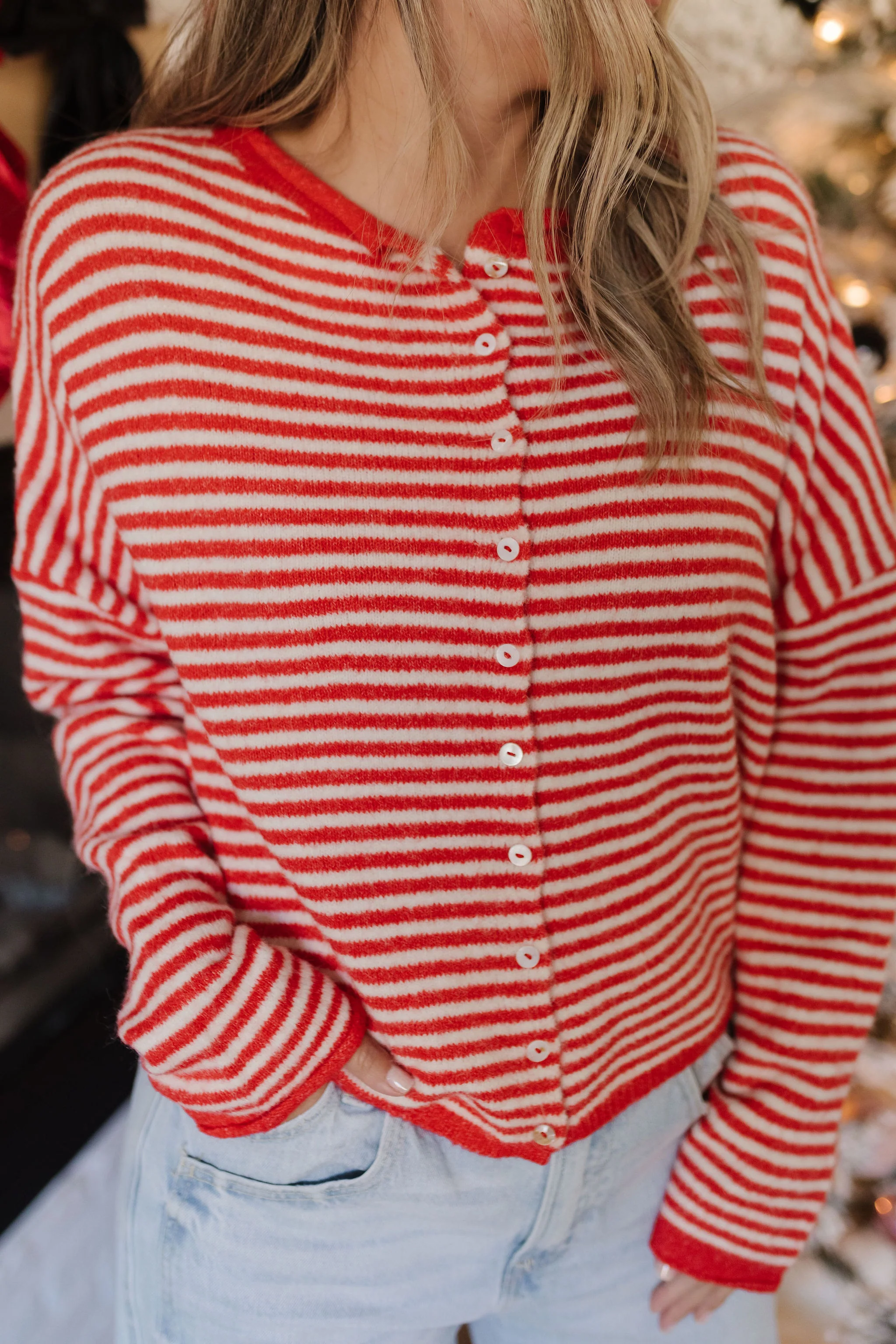 THE CAMPBELL CARDIGAN IN RED STRIPE - Image 5