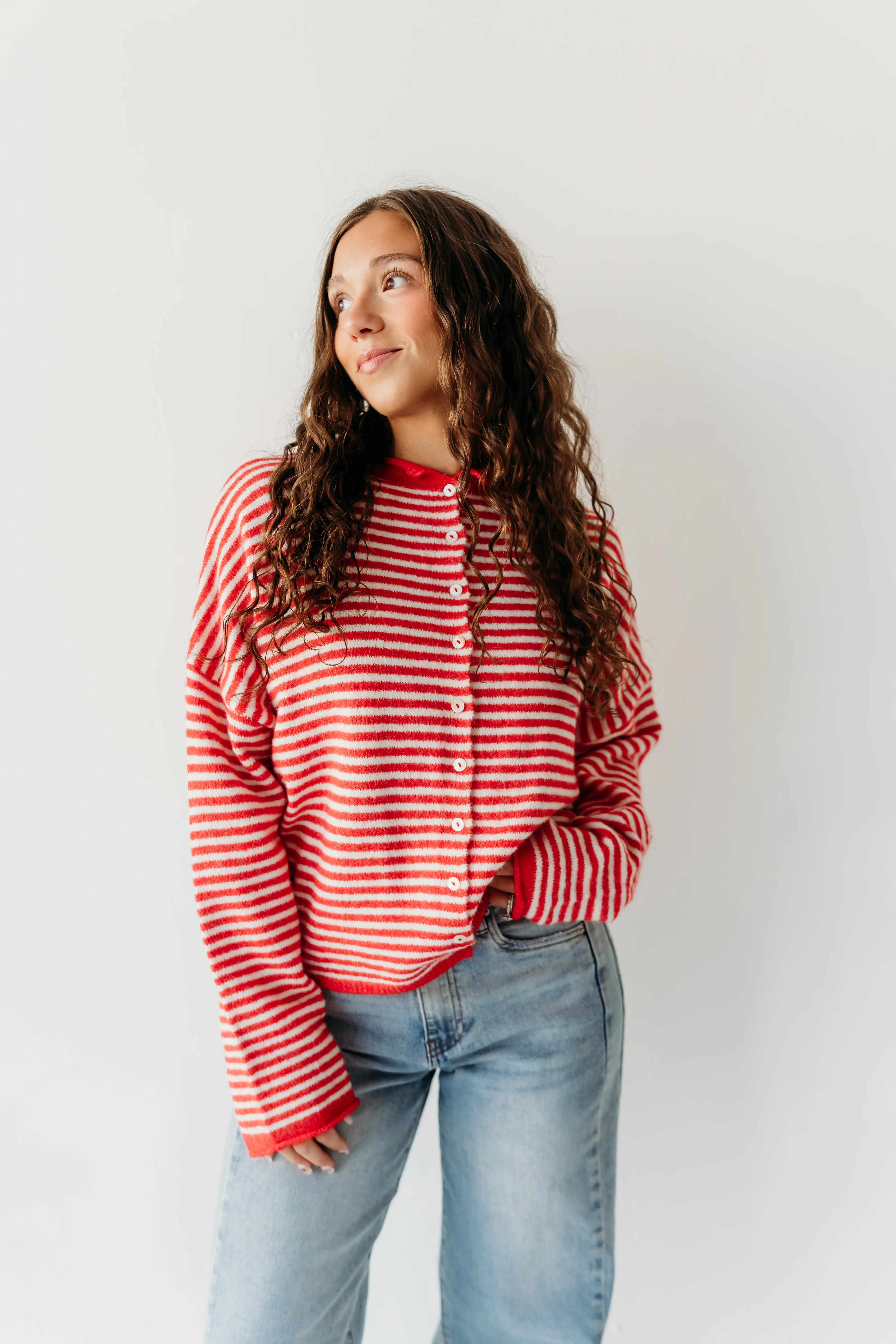 THE CAMPBELL CARDIGAN IN RED STRIPE - Image 9