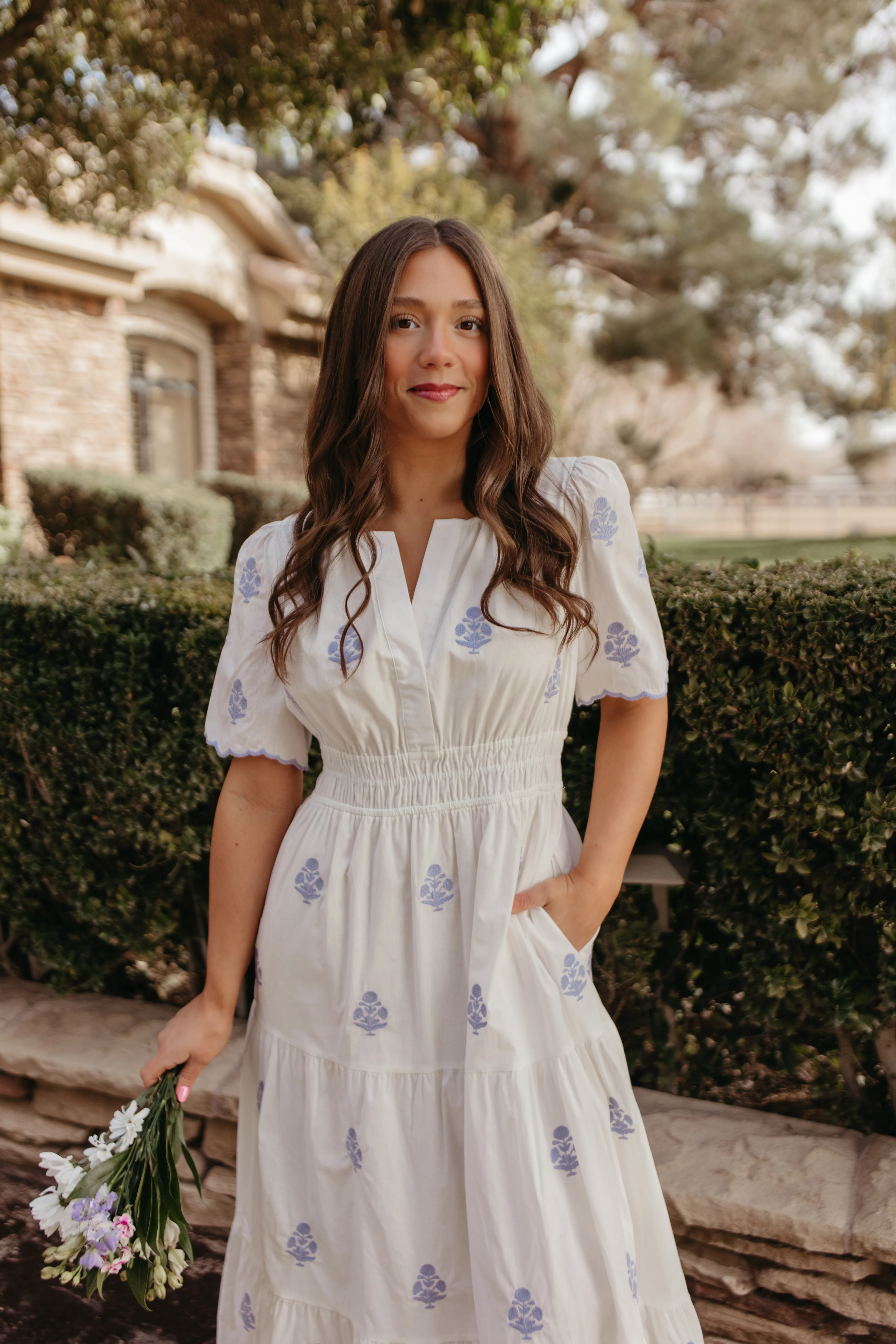 THE CAYLIE EMBROIDERED MAXI DRESS IN WHITE - Image 3
