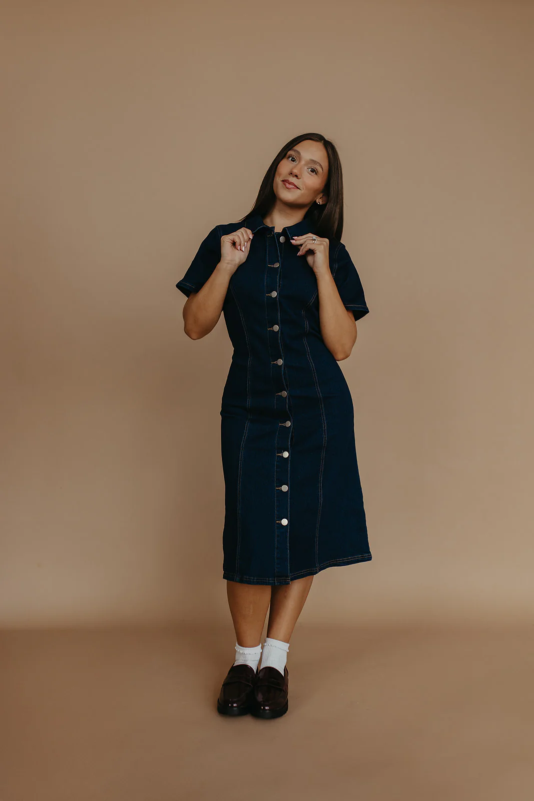 THE CEECEE BUTTON UP DENIM IN DARK DENIM - Image 7