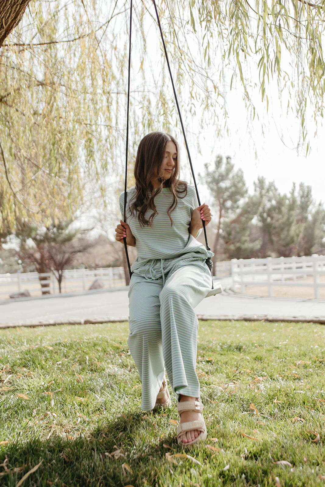 THE CHARITY STRIPED SET IN MINT & LILAC - Image 4