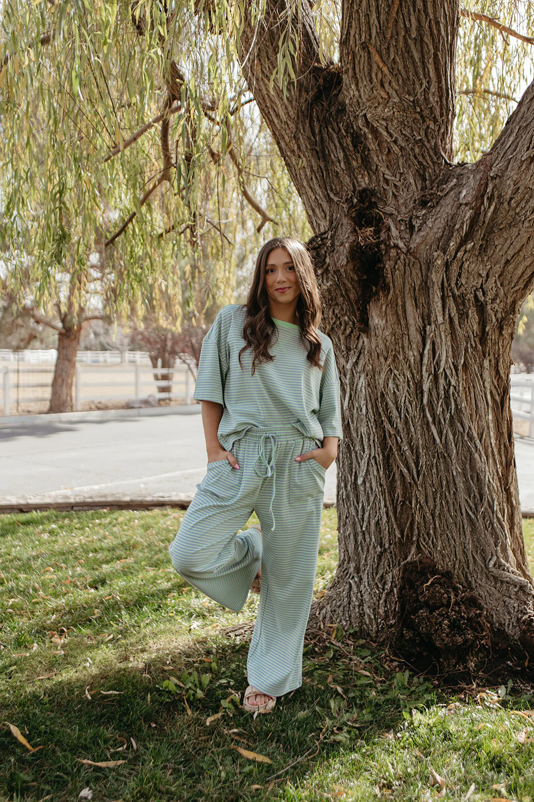 THE CHARITY STRIPED SET IN MINT & LILAC - Image 5