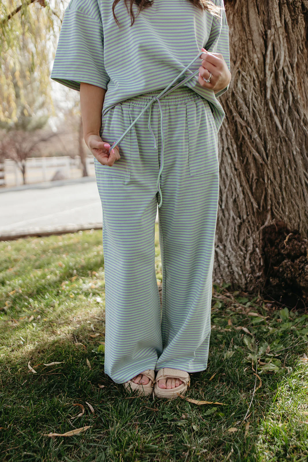 THE CHARITY STRIPED SET IN MINT & LILAC - Image 6