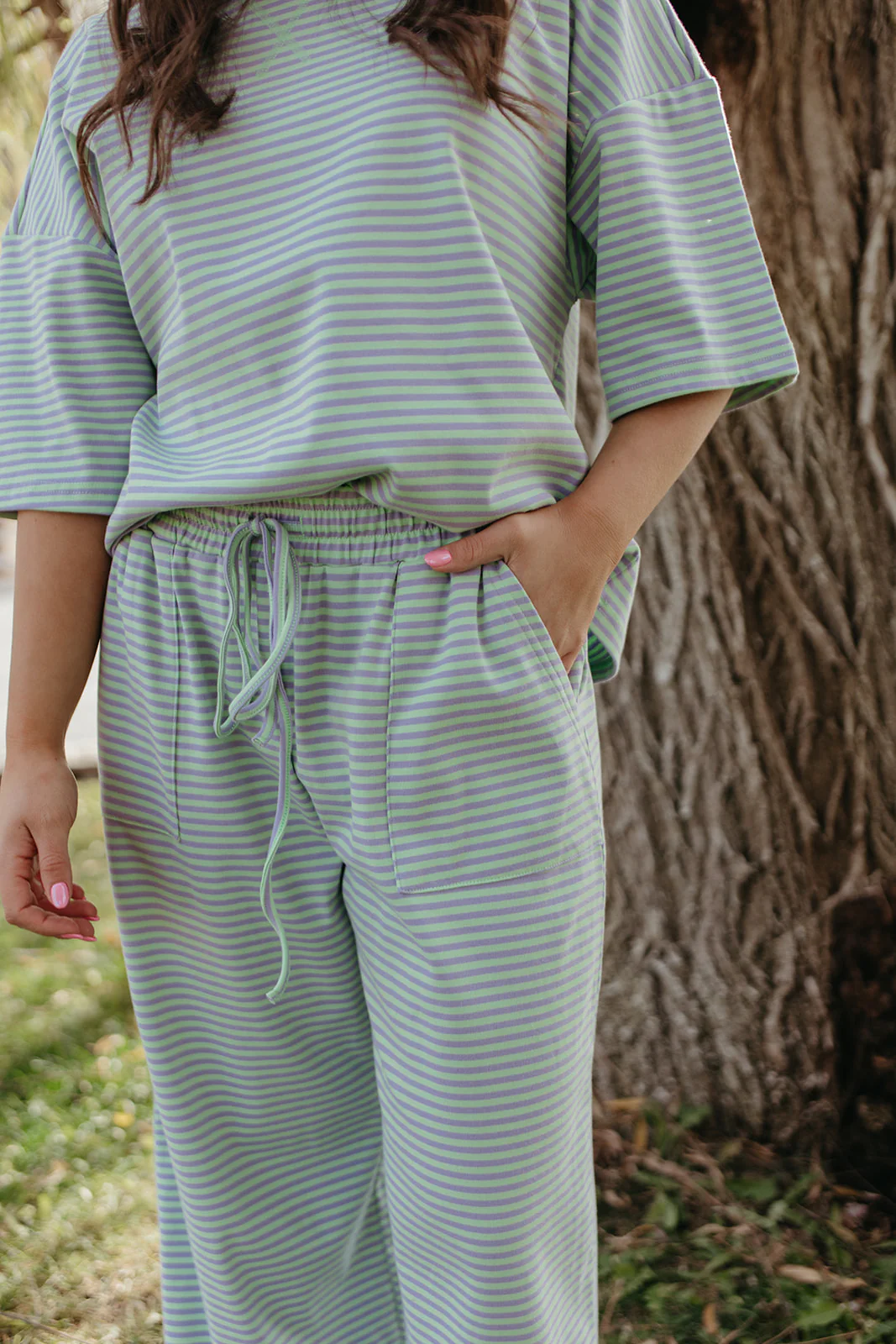 THE CHARITY STRIPED SET IN MINT & LILAC - Image 7