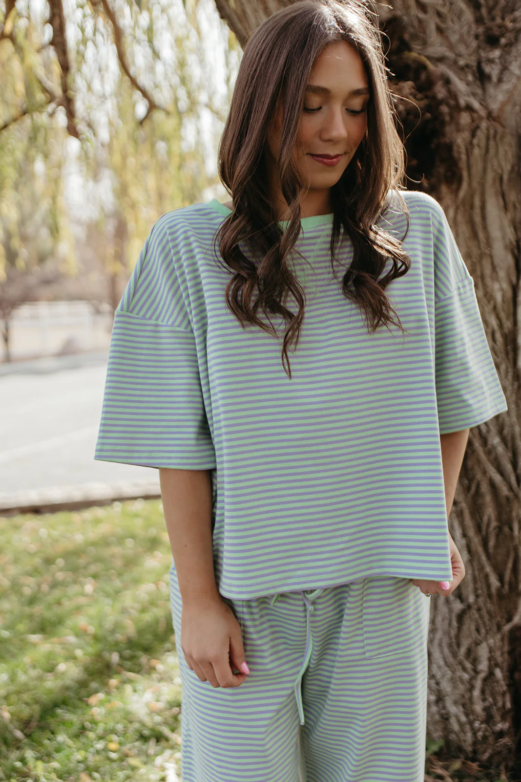 THE CHARITY STRIPED SET IN MINT & LILAC - Image 8