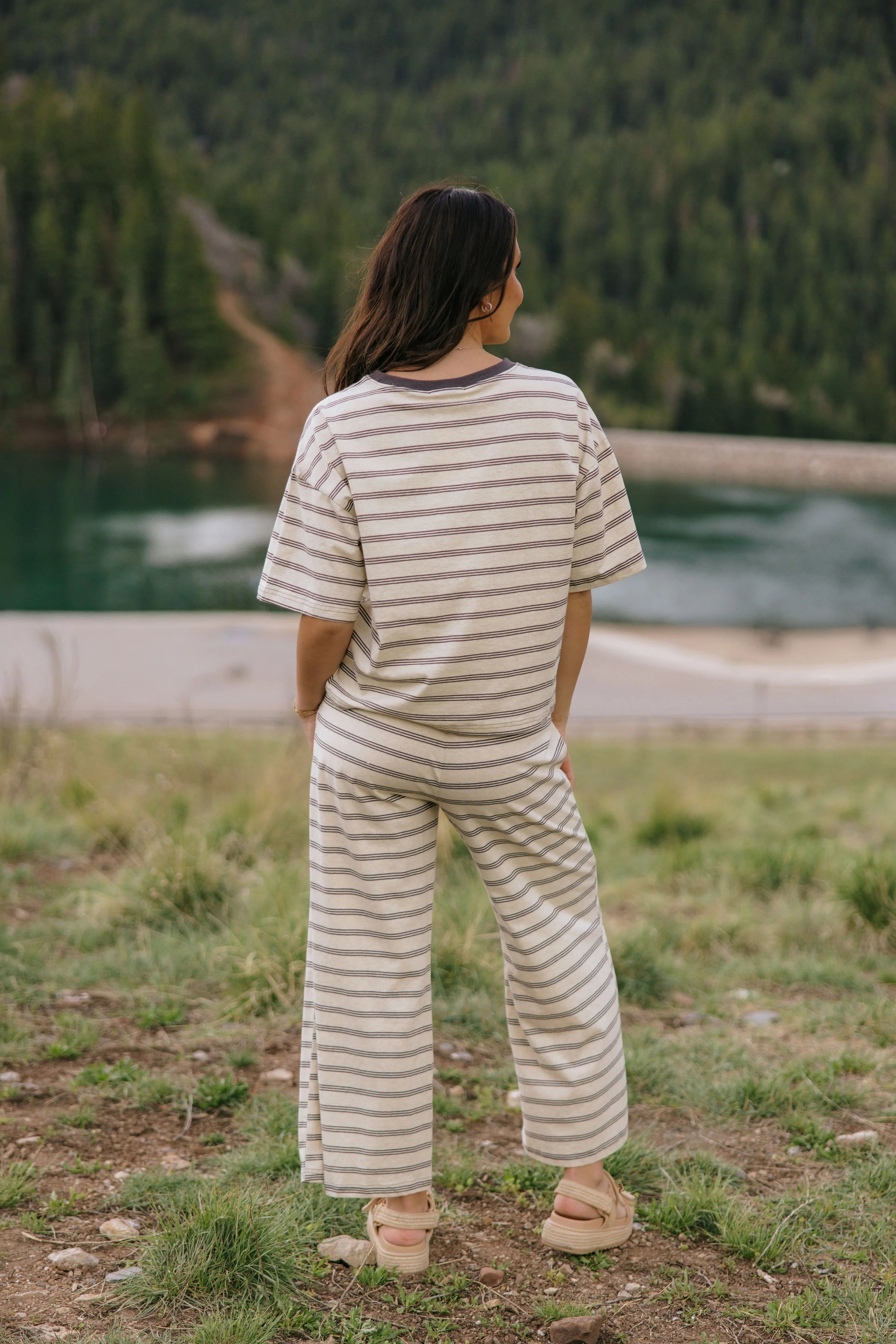 THE CHARITY STRIPED SET IN OAT AND BROWN - Image 6