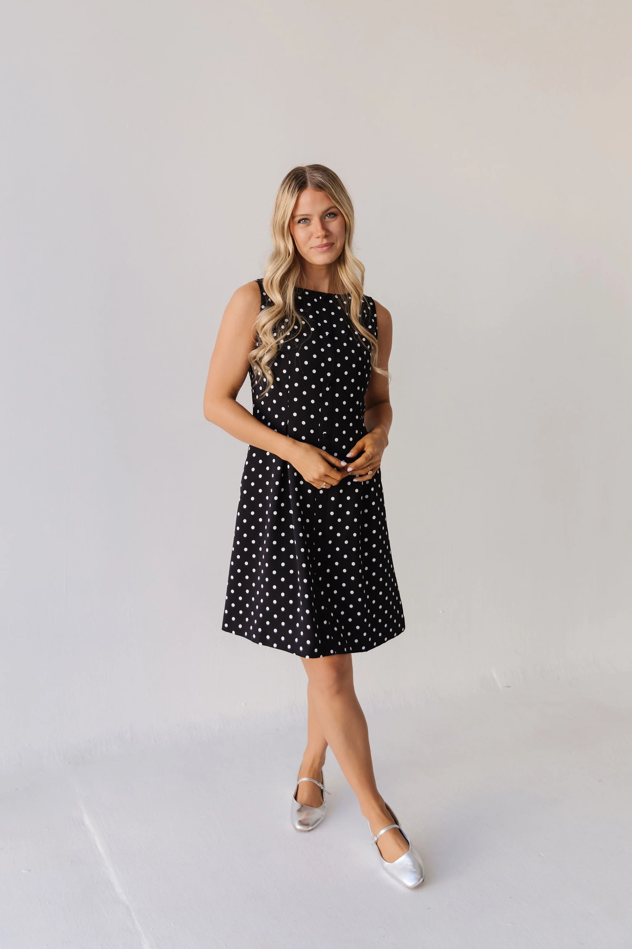 THE CHARLOTTE POLKA DOT DRESS IN BLACK - Image 4