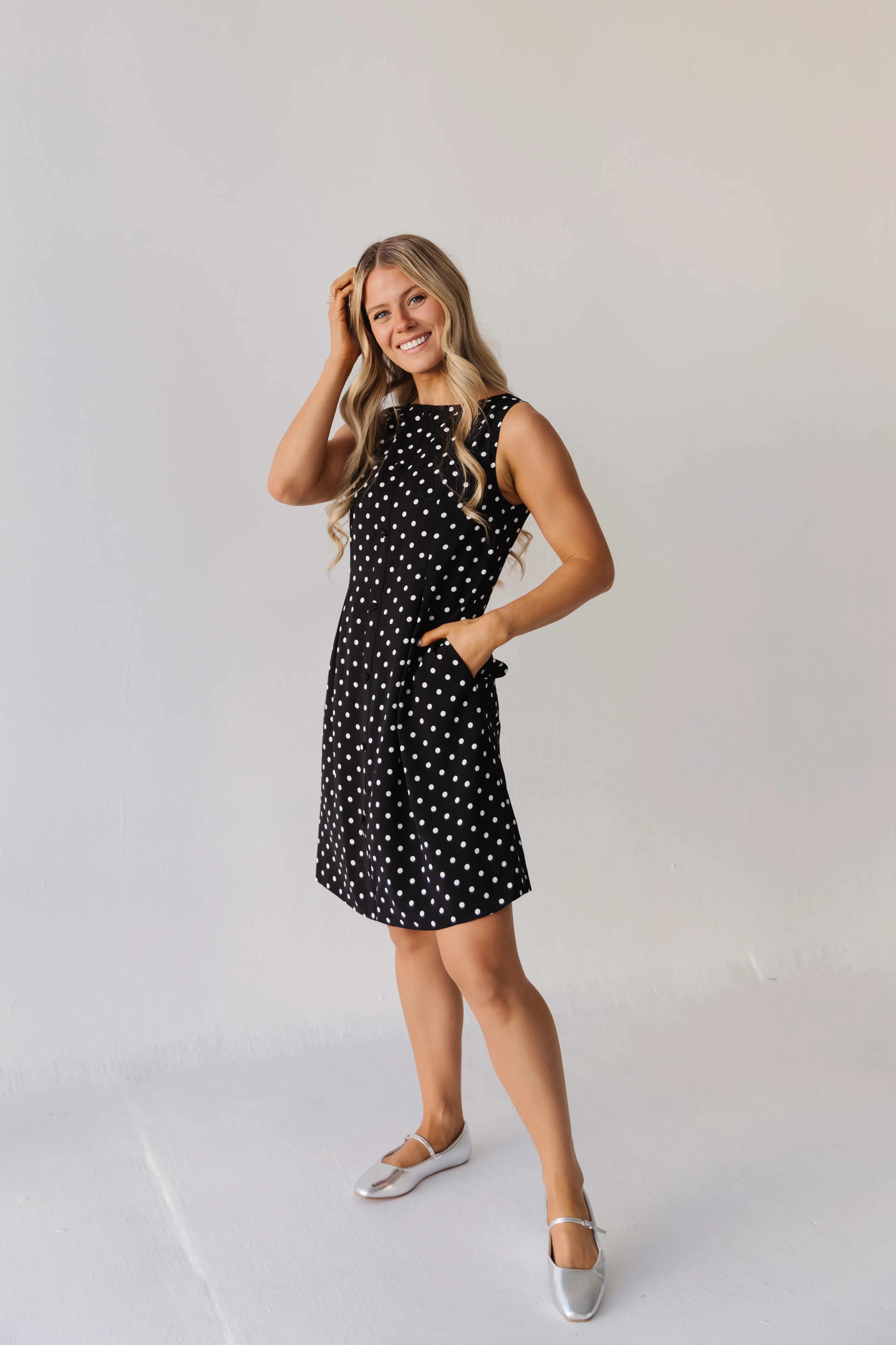 THE CHARLOTTE POLKA DOT DRESS IN BLACK - Image 5