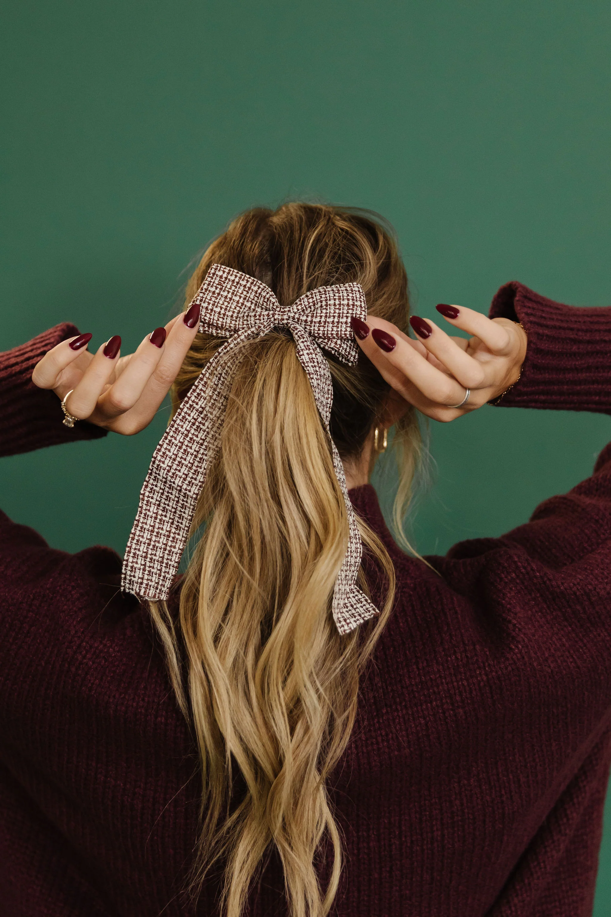 THE CHECKERED DOUBLE LAYER BOW RIBBON CLIP - Image 3