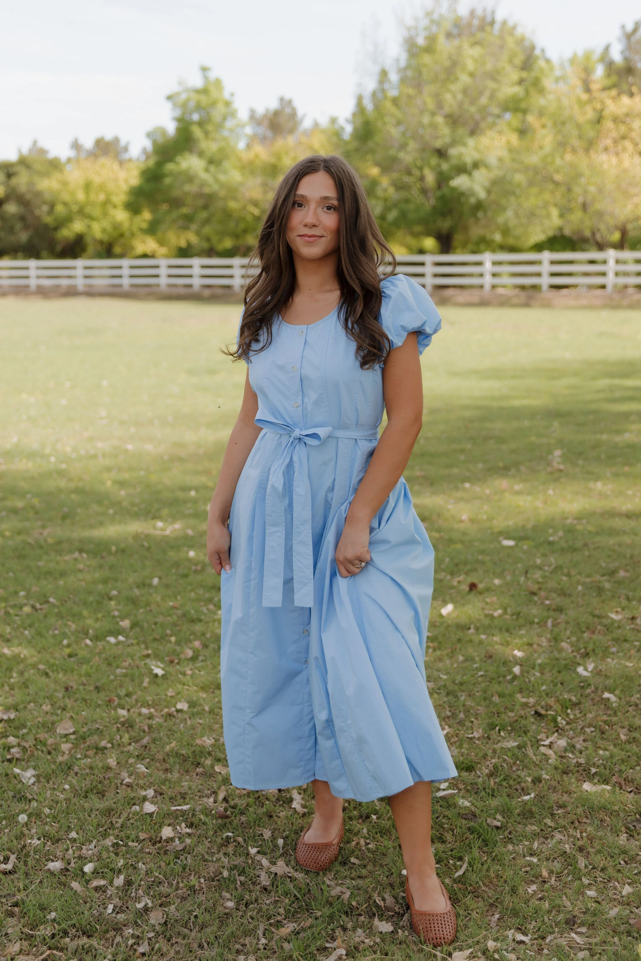 THE CHELSEA PUFF SLEEVE DRESS IN SKY BLUE - Image 2