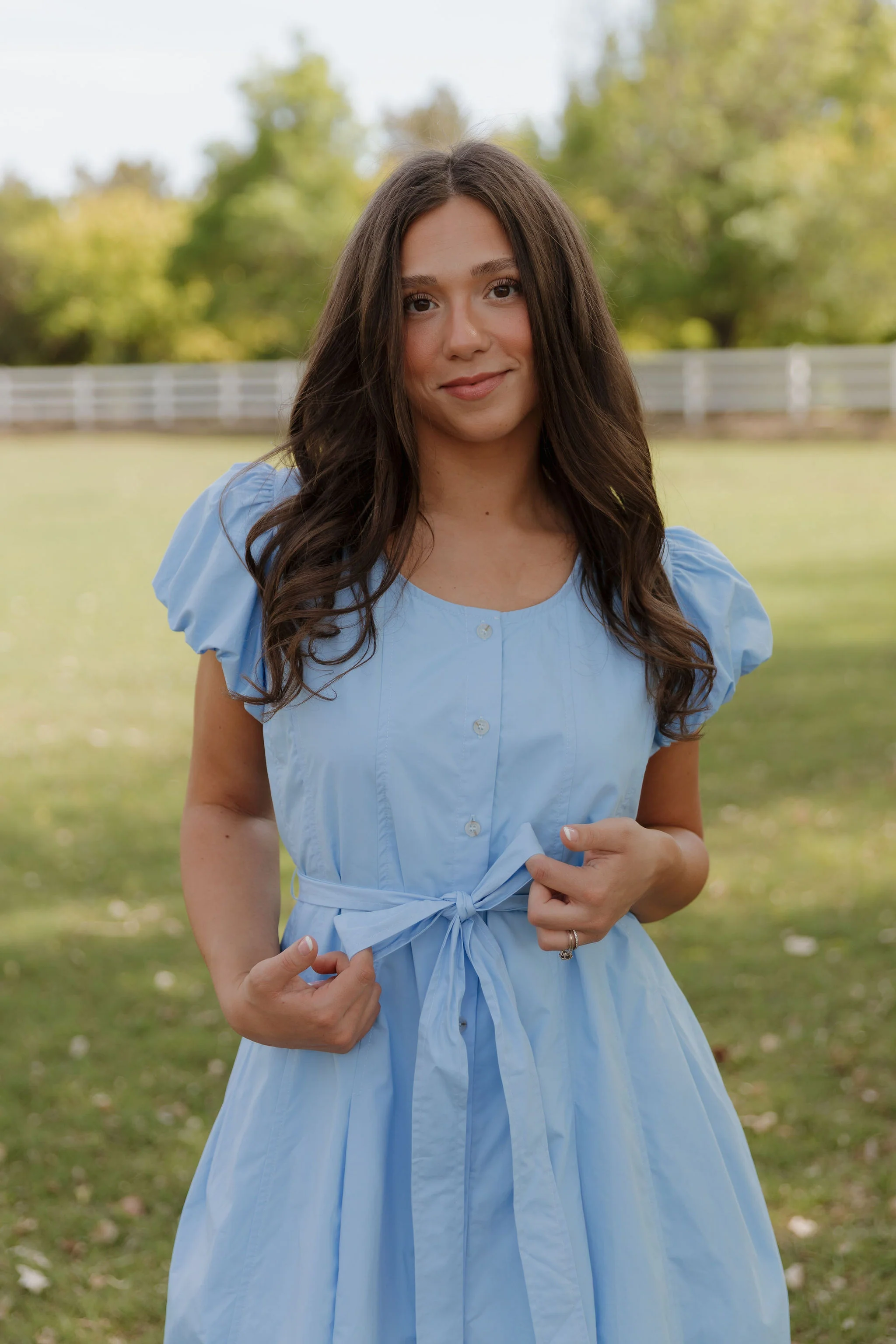 THE CHELSEA PUFF SLEEVE DRESS IN SKY BLUE - Image 3