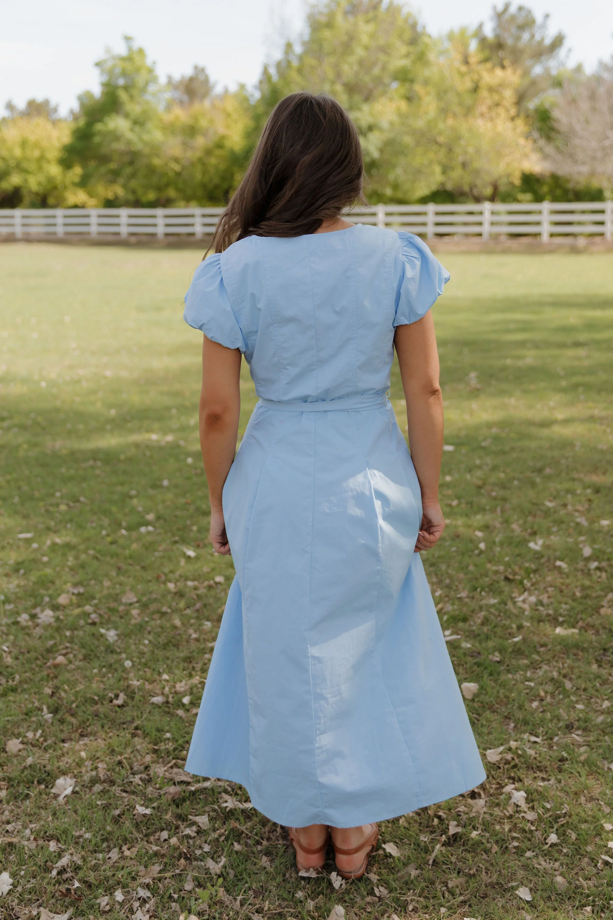 THE CHELSEA PUFF SLEEVE DRESS IN SKY BLUE - Image 5