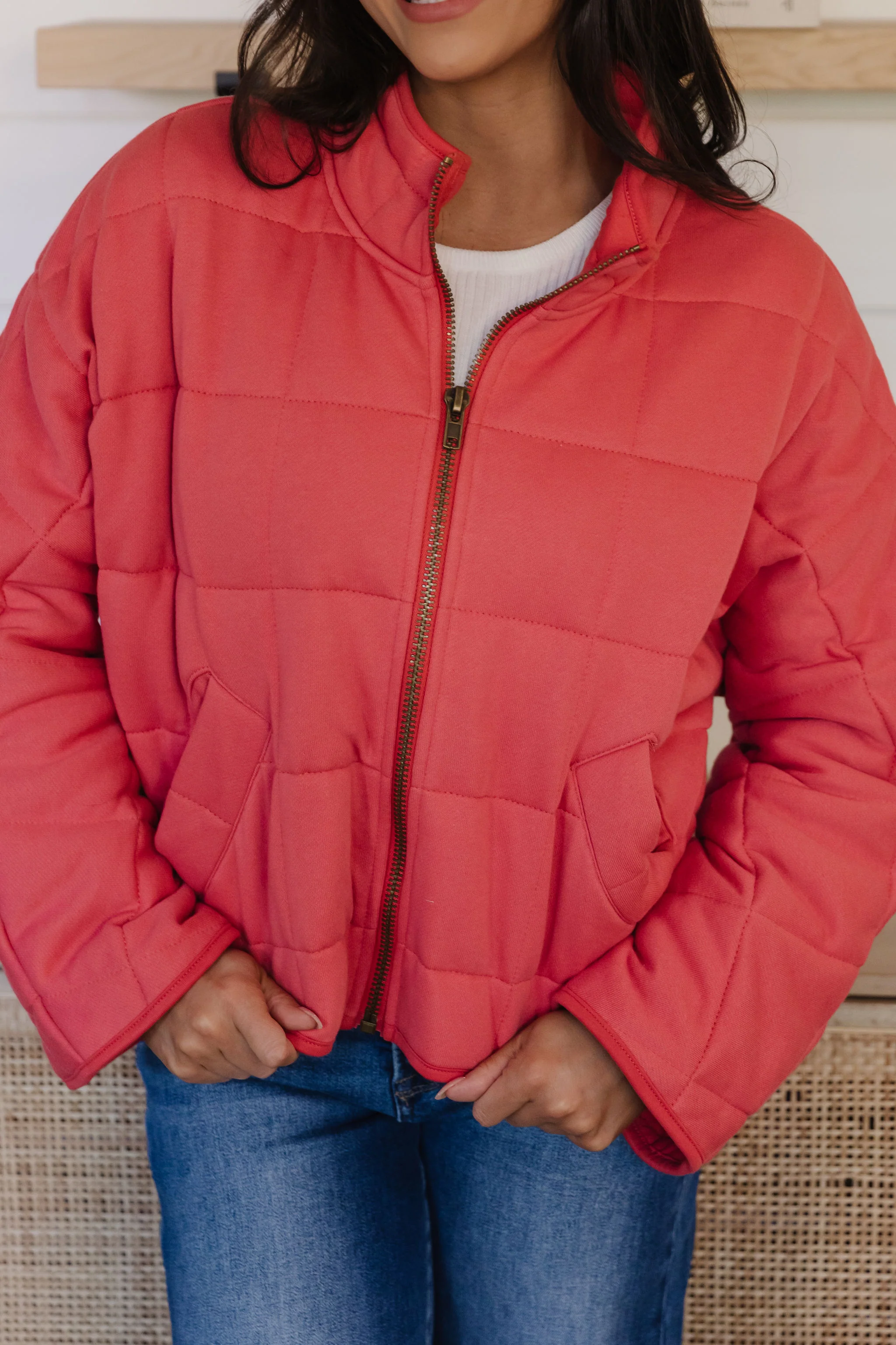 THE CLOVER PUFFER JACKET IN CHERRY - Image 6
