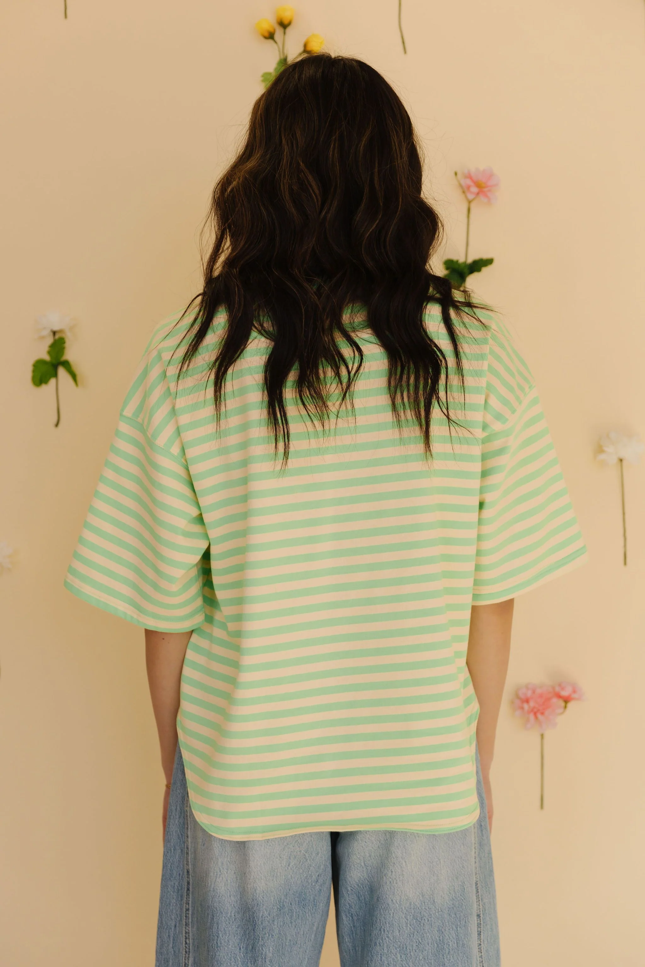THE CORBIN OVERSIZED STRIPED TOP IN MINT - Image 9