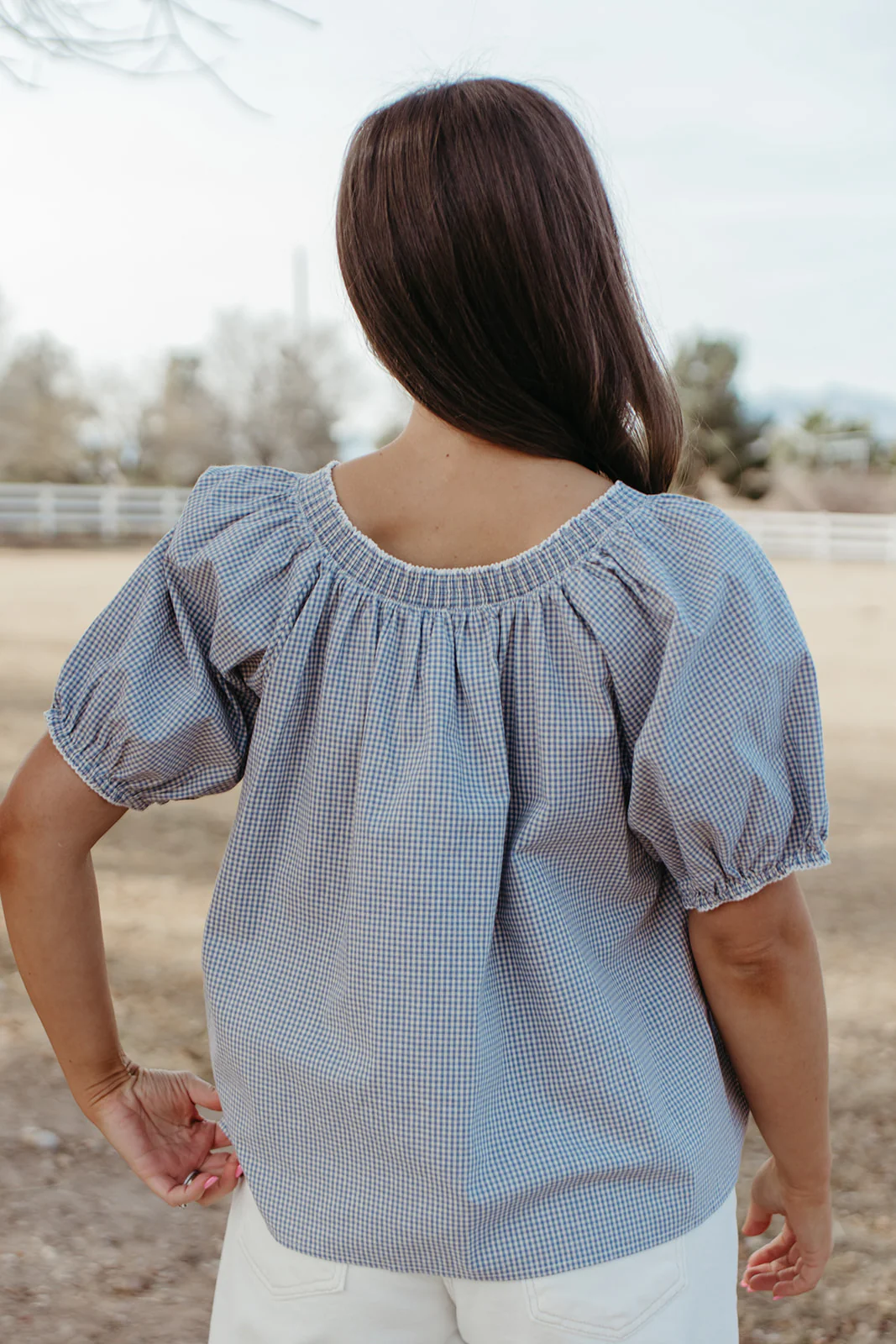 THE DAPHNE CHECKERED TOP IN BLUE - Image 5