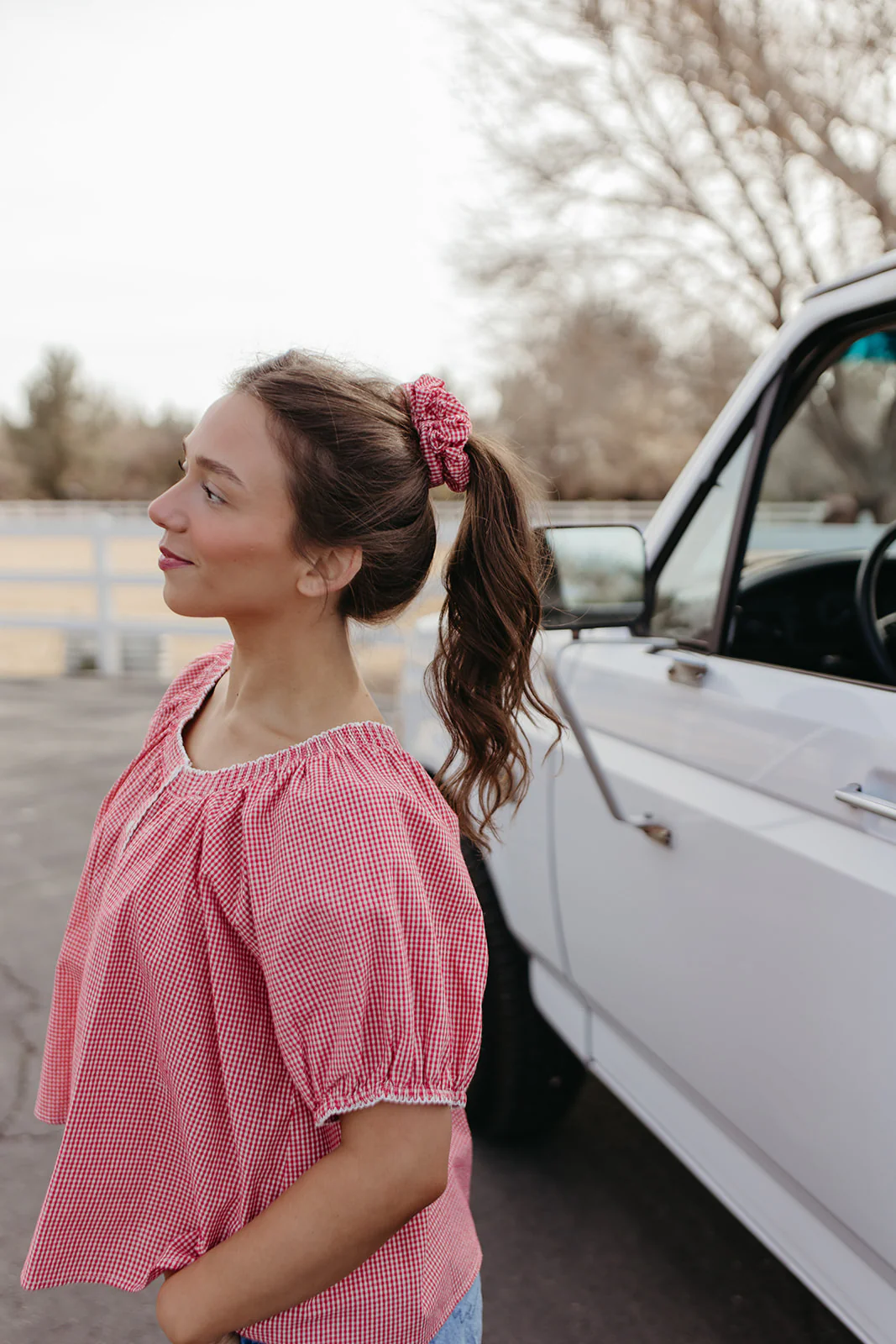 THE DAPHNE CHECKERED TOP IN RED - Image 2