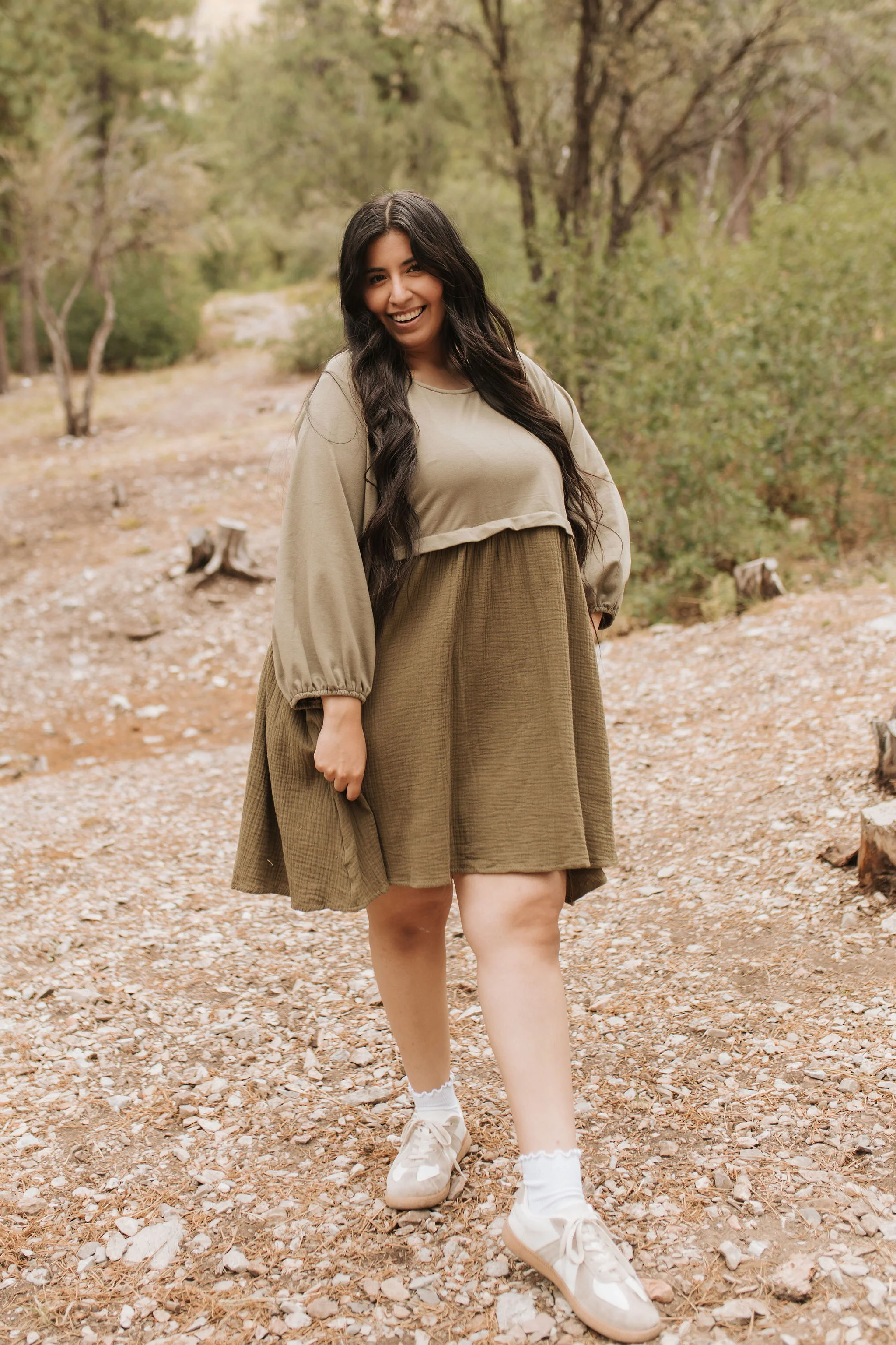 THE DAVEY SWEATSHIRT DRESS IN OLIVE - Image 5