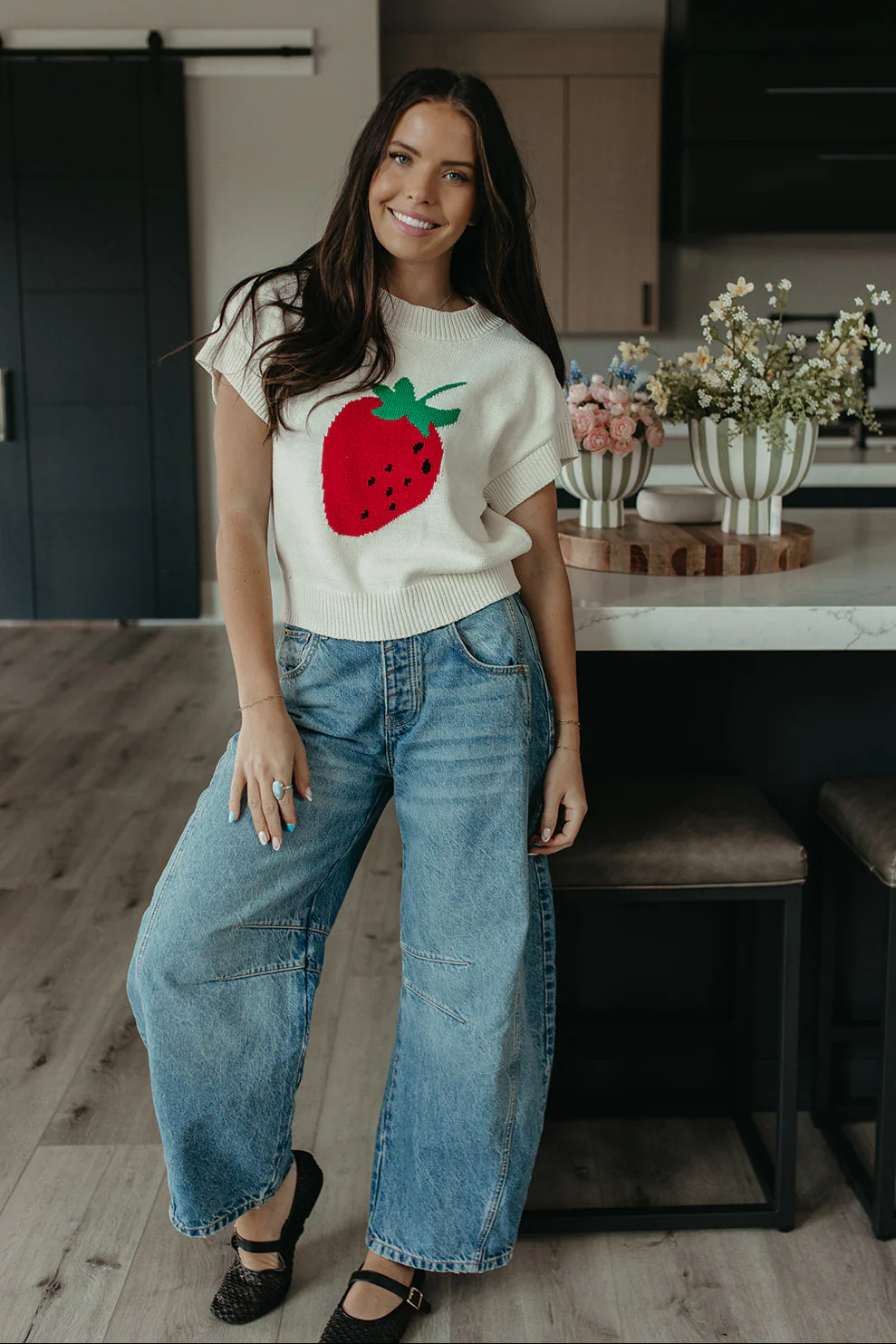 THE DELANEY STRAWBERRY KNIT TOP