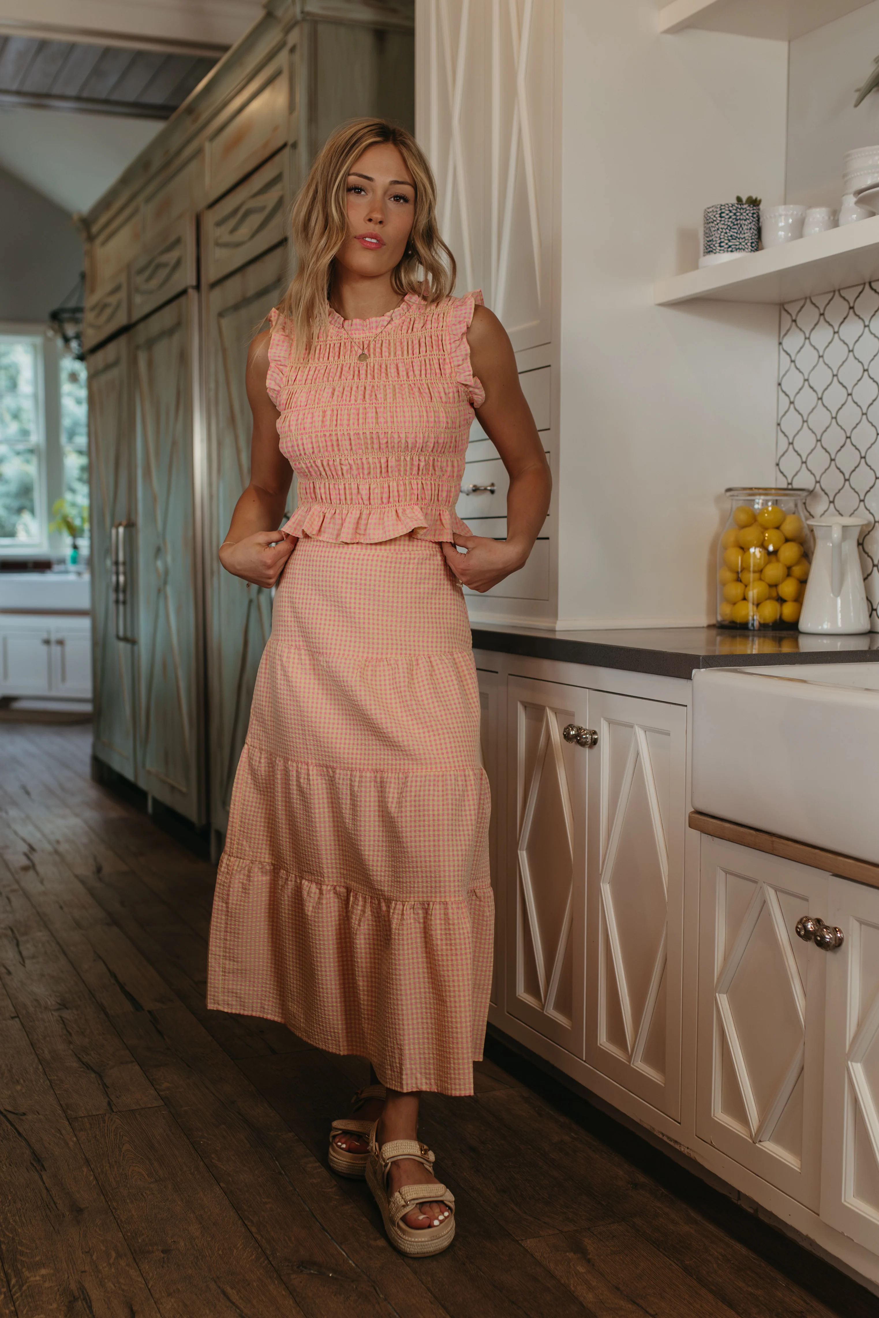 THE DELLA GINGHAM TOP IN PINK LEMONADE - Image 3