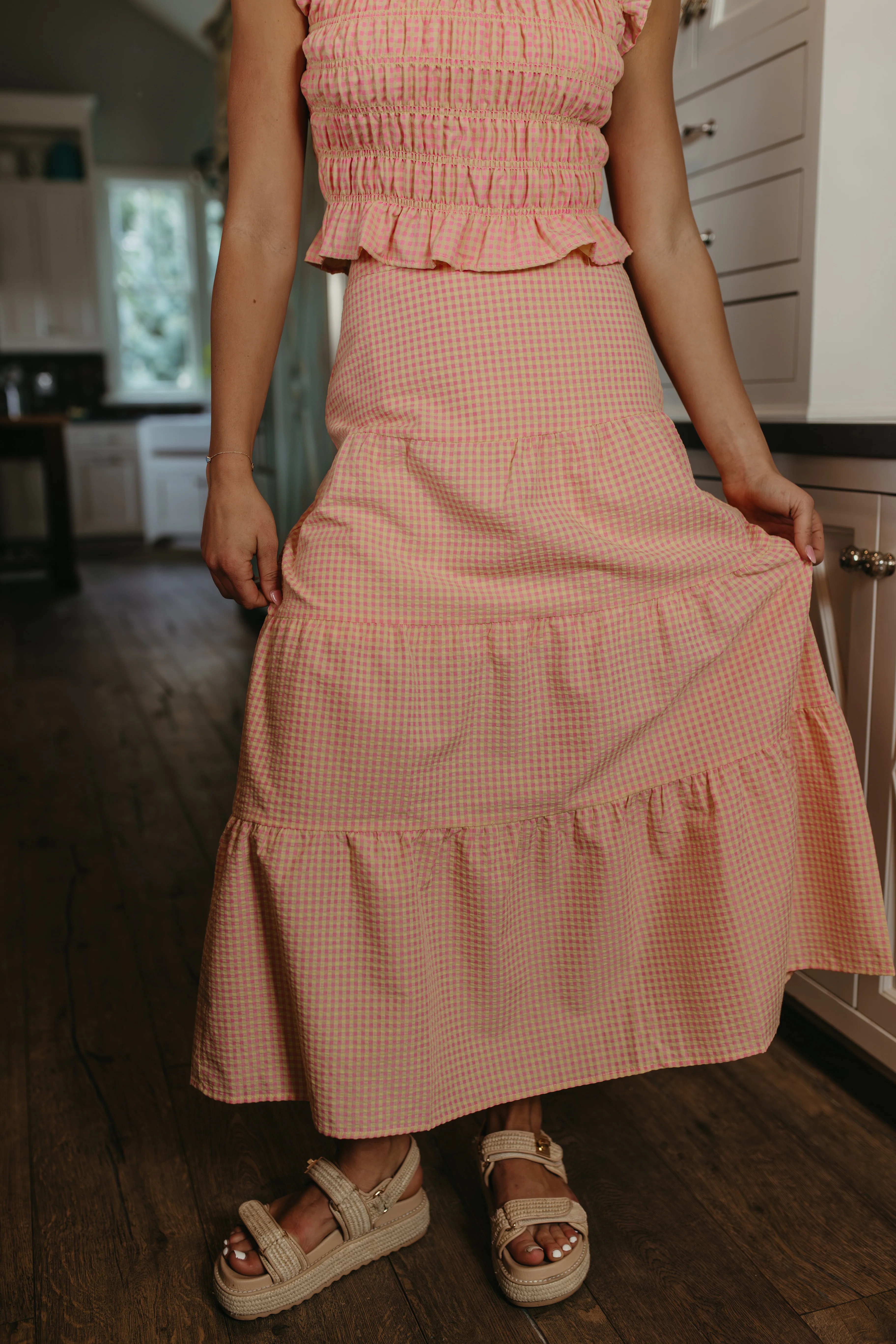 THE DELLA GINGHAM SKIRT IN PINK LEMONADE - Image 4