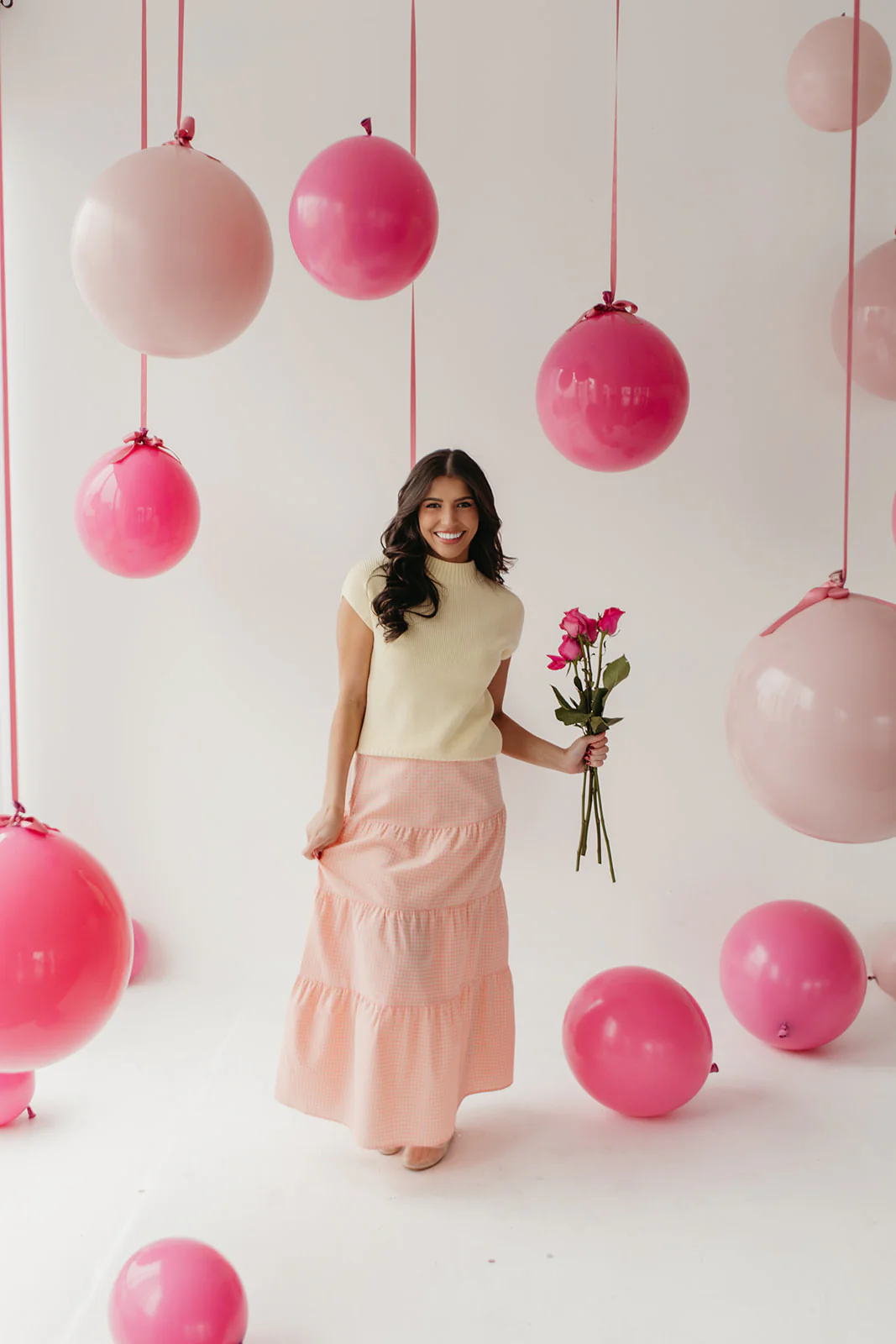 THE DELLA GINGHAM SKIRT IN PINK LEMONADE - Image 9