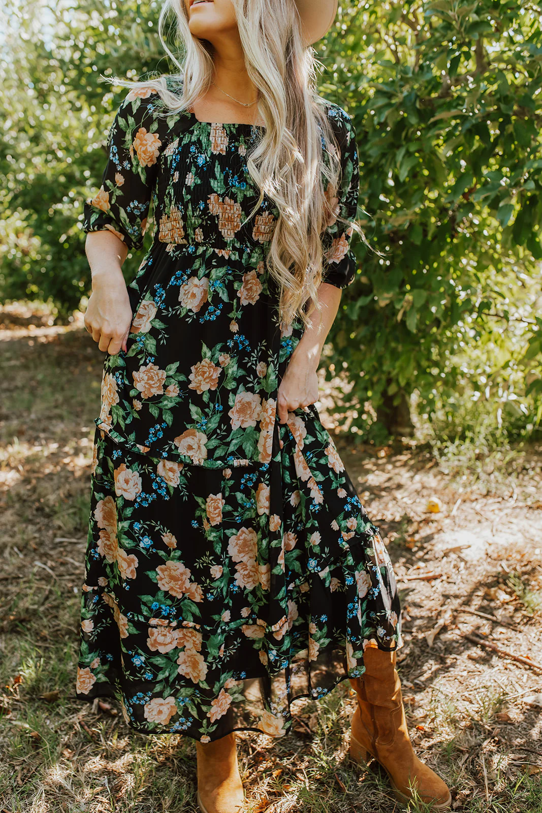 THE ELEANOR DRESS IN BLACK FLORAL BY PINK DESERT - Image 11