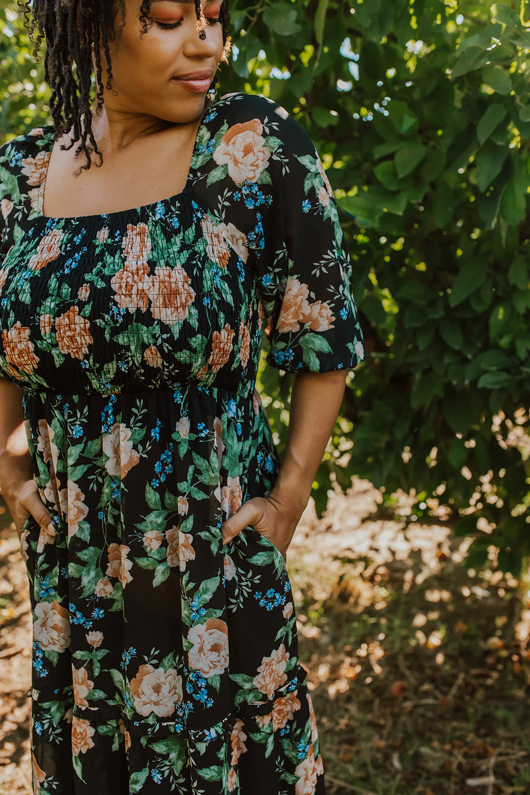 THE ELEANOR DRESS IN BLACK FLORAL BY PINK DESERT - Image 16