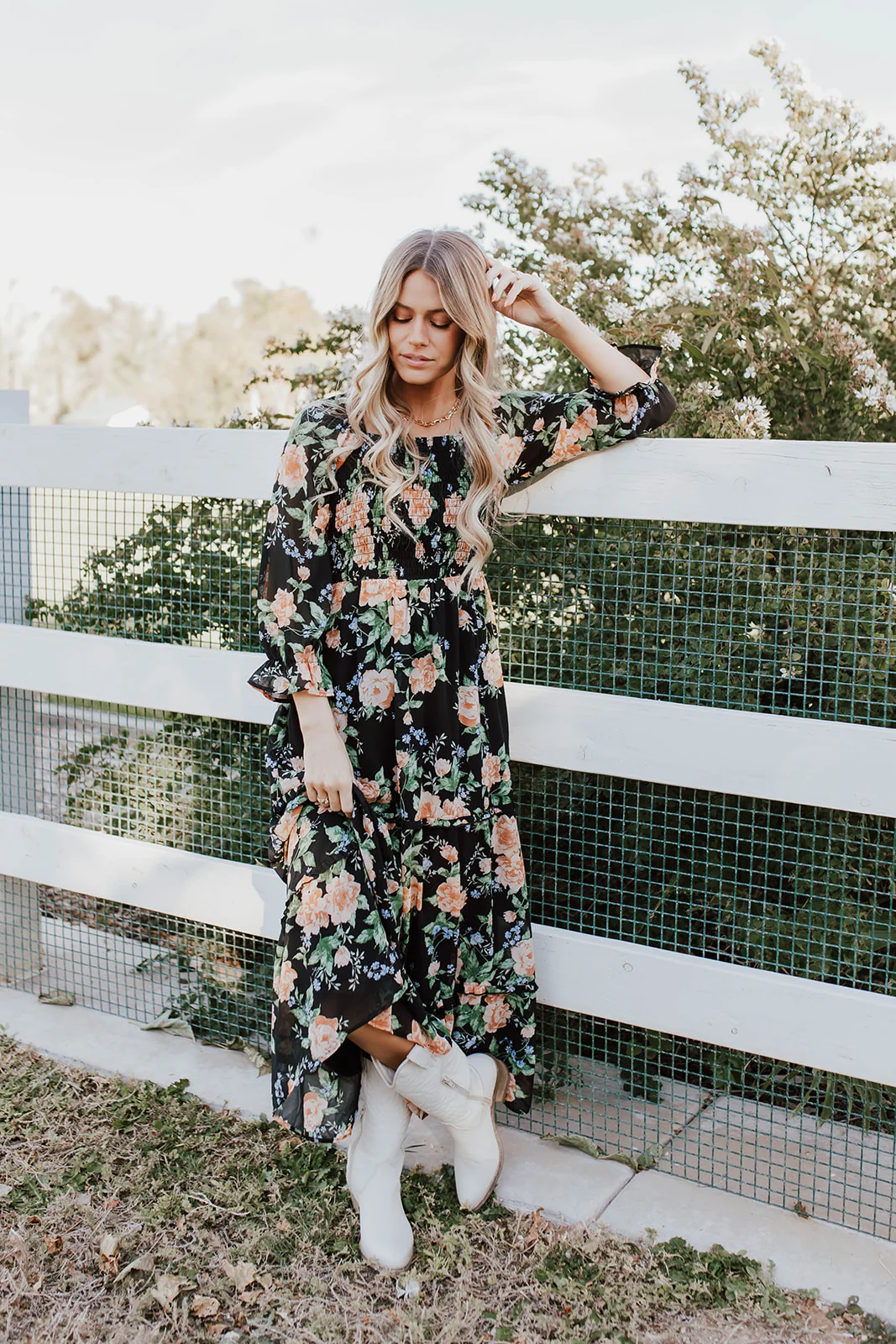 THE ELEANOR DRESS IN BLACK FLORAL BY PINK DESERT - Image 26
