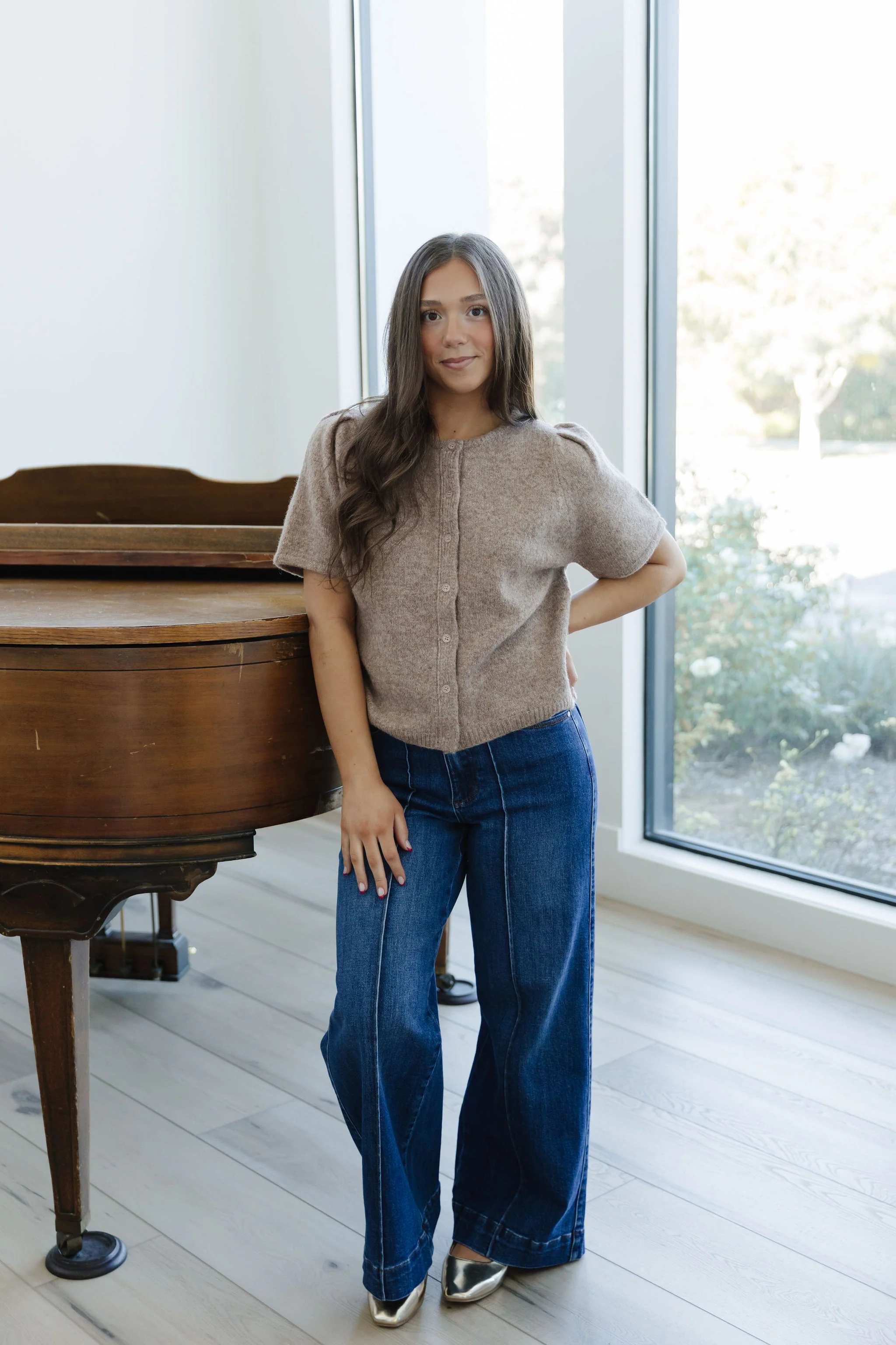 THE ELIANA HIGH RISE WIDE LEG JEANS IN DARK WASH - Image 3
