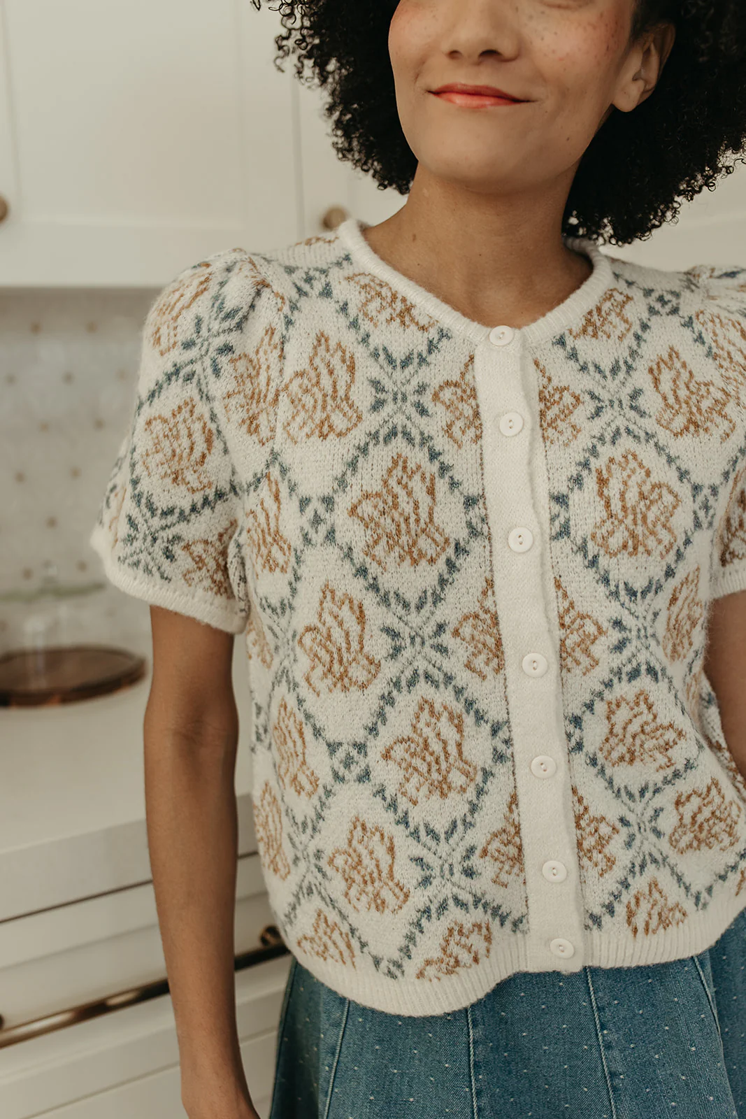 THE ELLA MAE SWEATER CARDIGAN IN IVORY - Image 2
