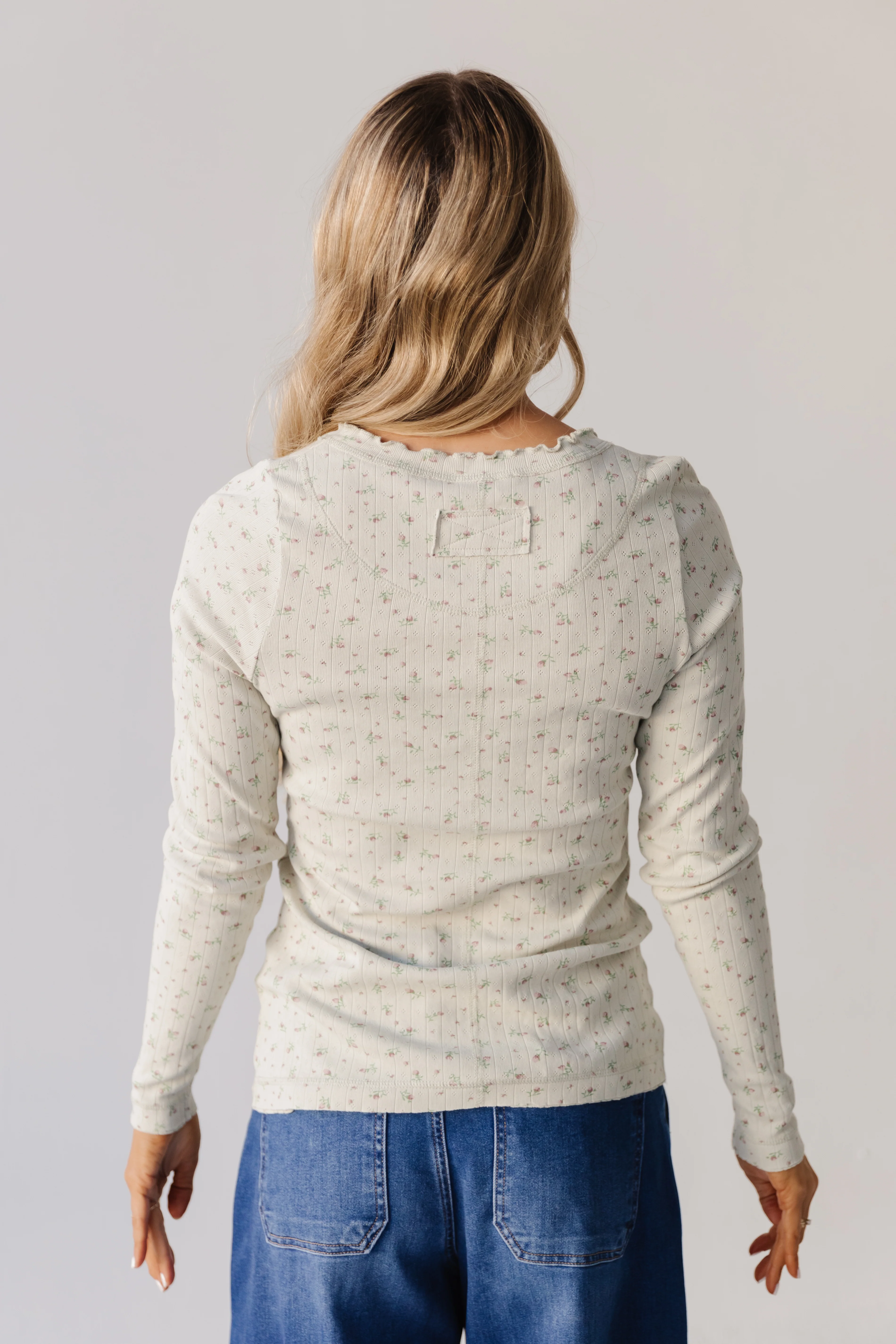 THE ELOISE RIBBED FLORAL TOP IN MOSS GREEN - Image 5