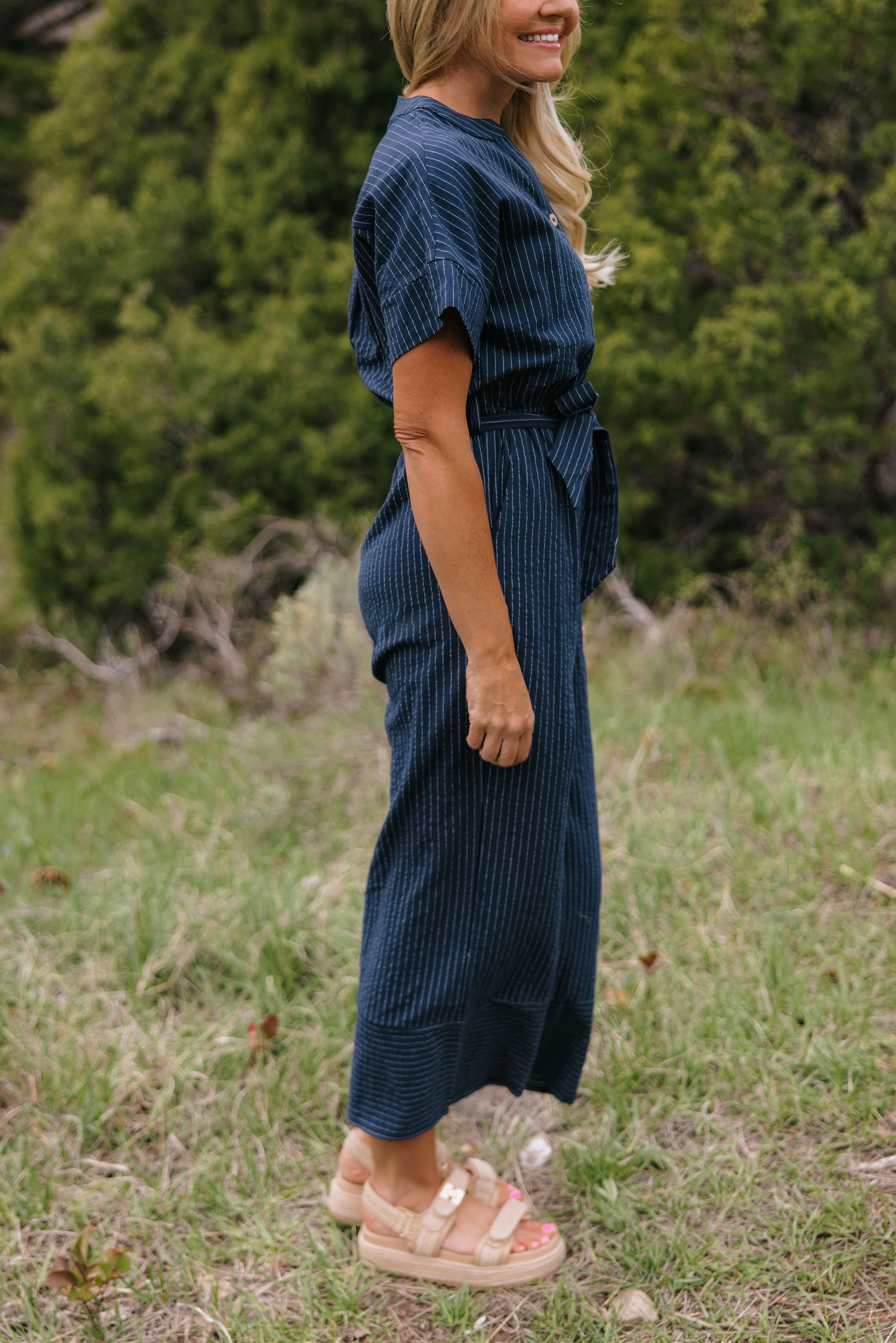 THE EMBER STRIPE JUMPSUIT IN NAVY - Image 5
