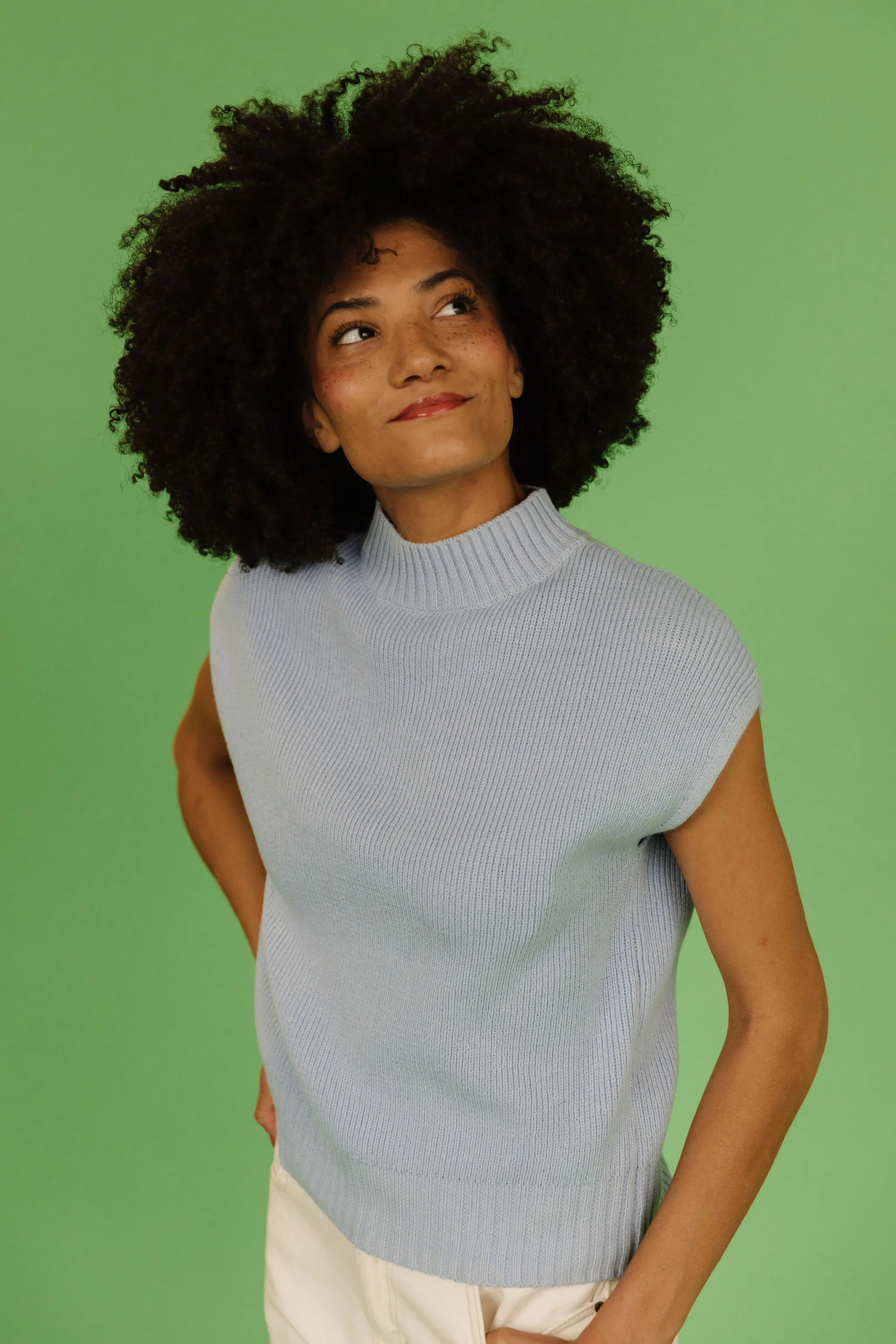 THE EMMA MOCK NECK SWEATER IN BLUE - Image 6