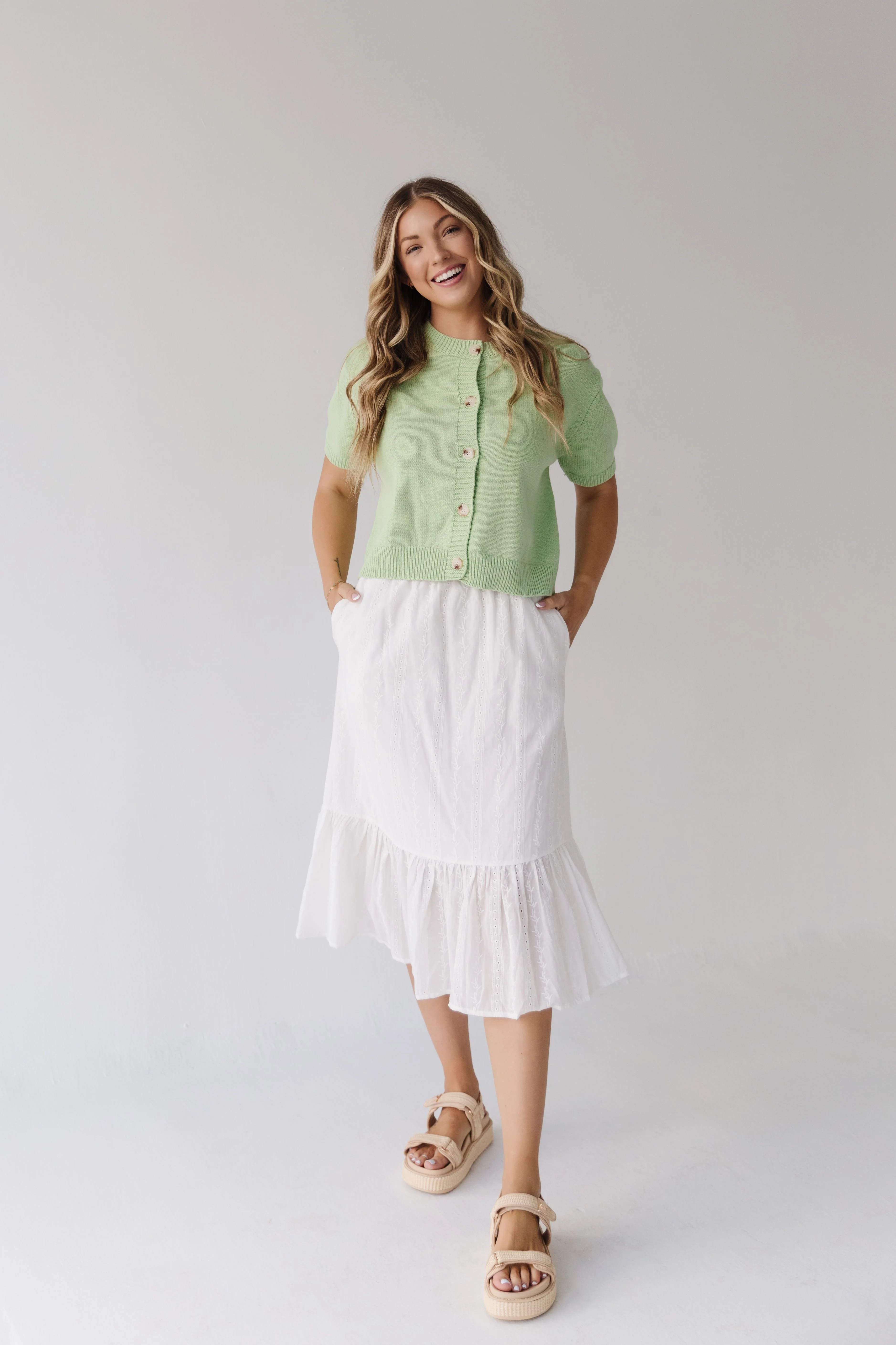 THE EVERLEIGH EYELET RUFFLE SKIRT IN WHITE - Image 3