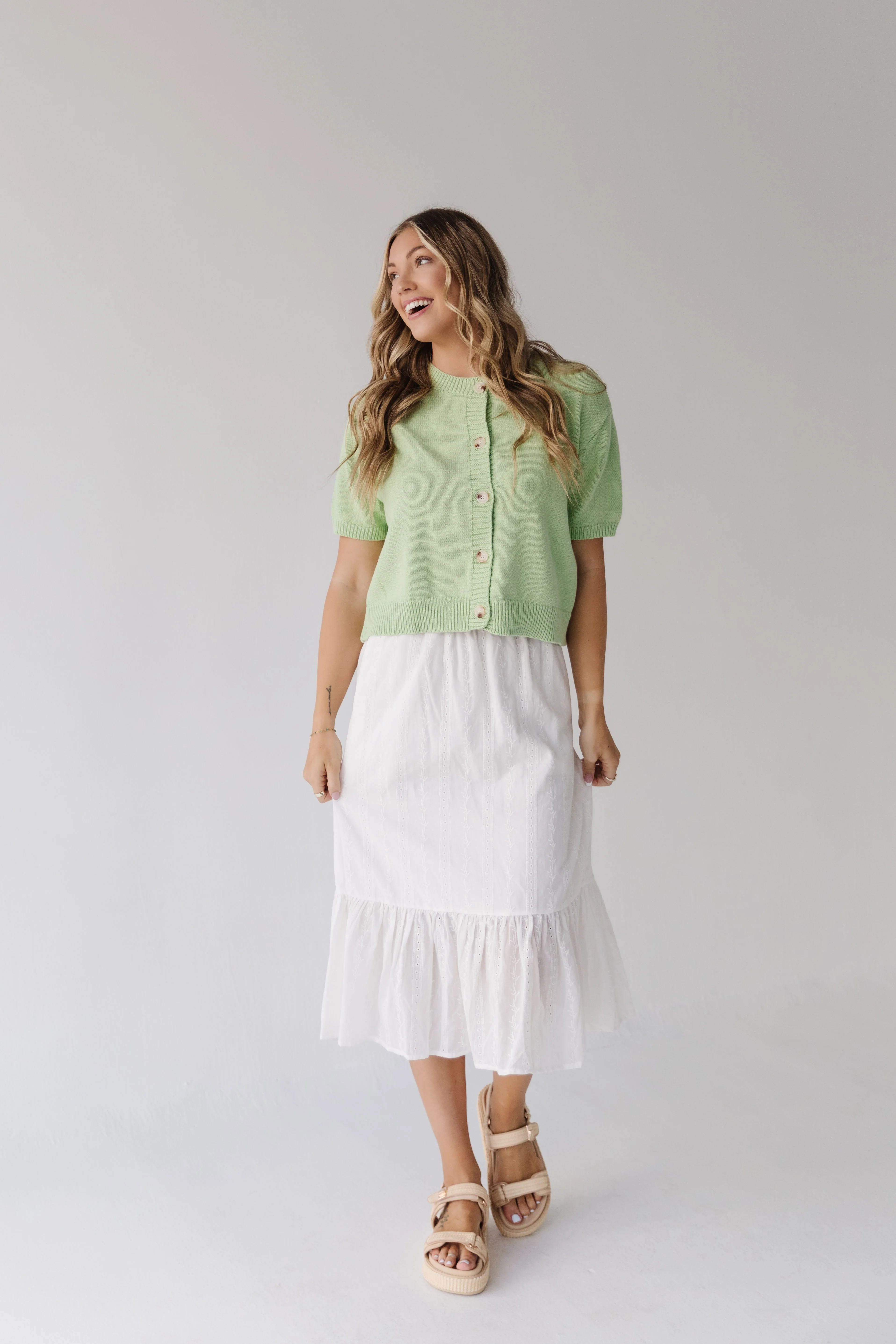 THE EVERLEIGH EYELET RUFFLE SKIRT IN WHITE - Image 4