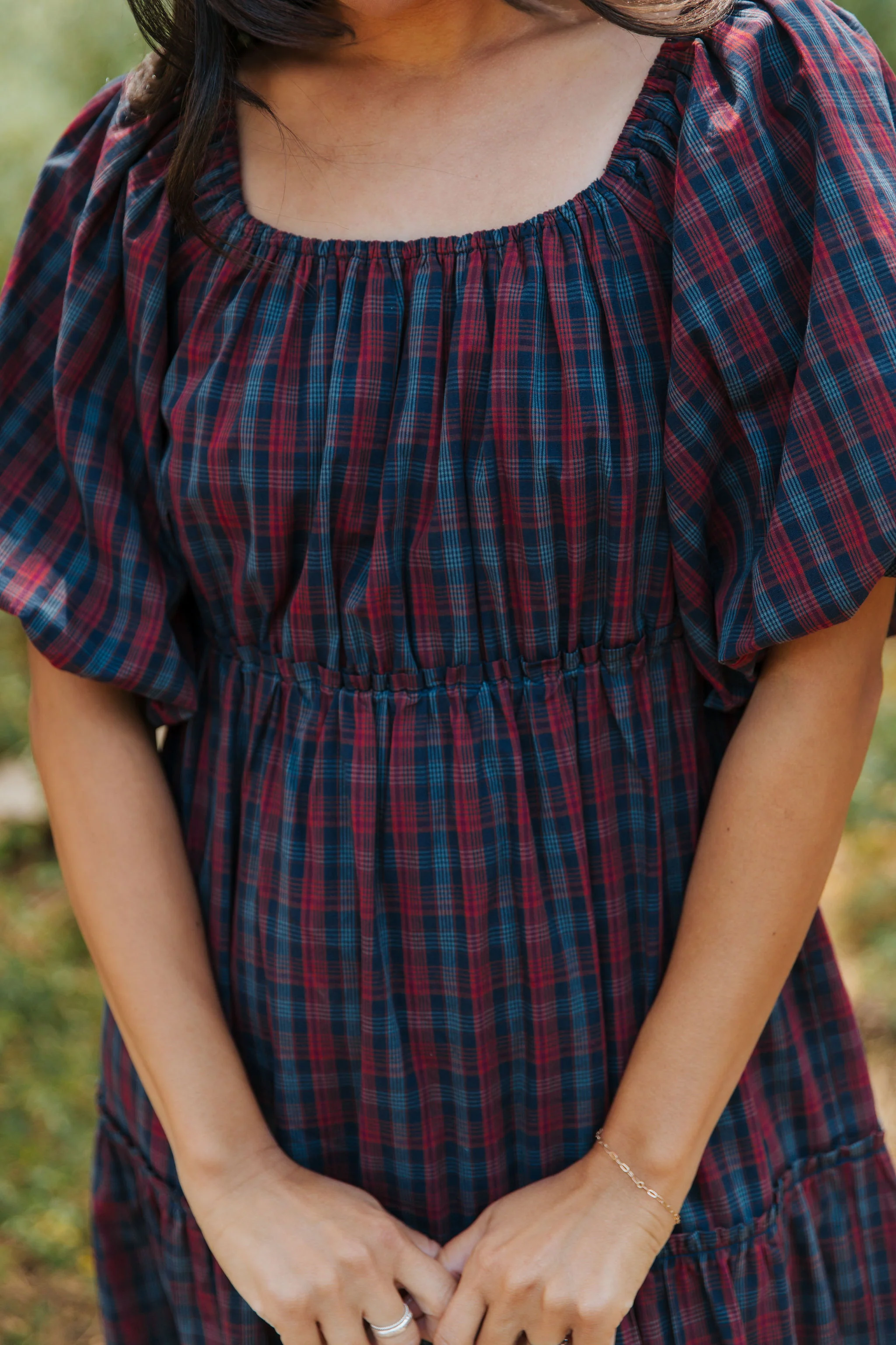 THE EVERMORE DRESS IN NAVY PLAID BY PINK DESERT - Image 3
