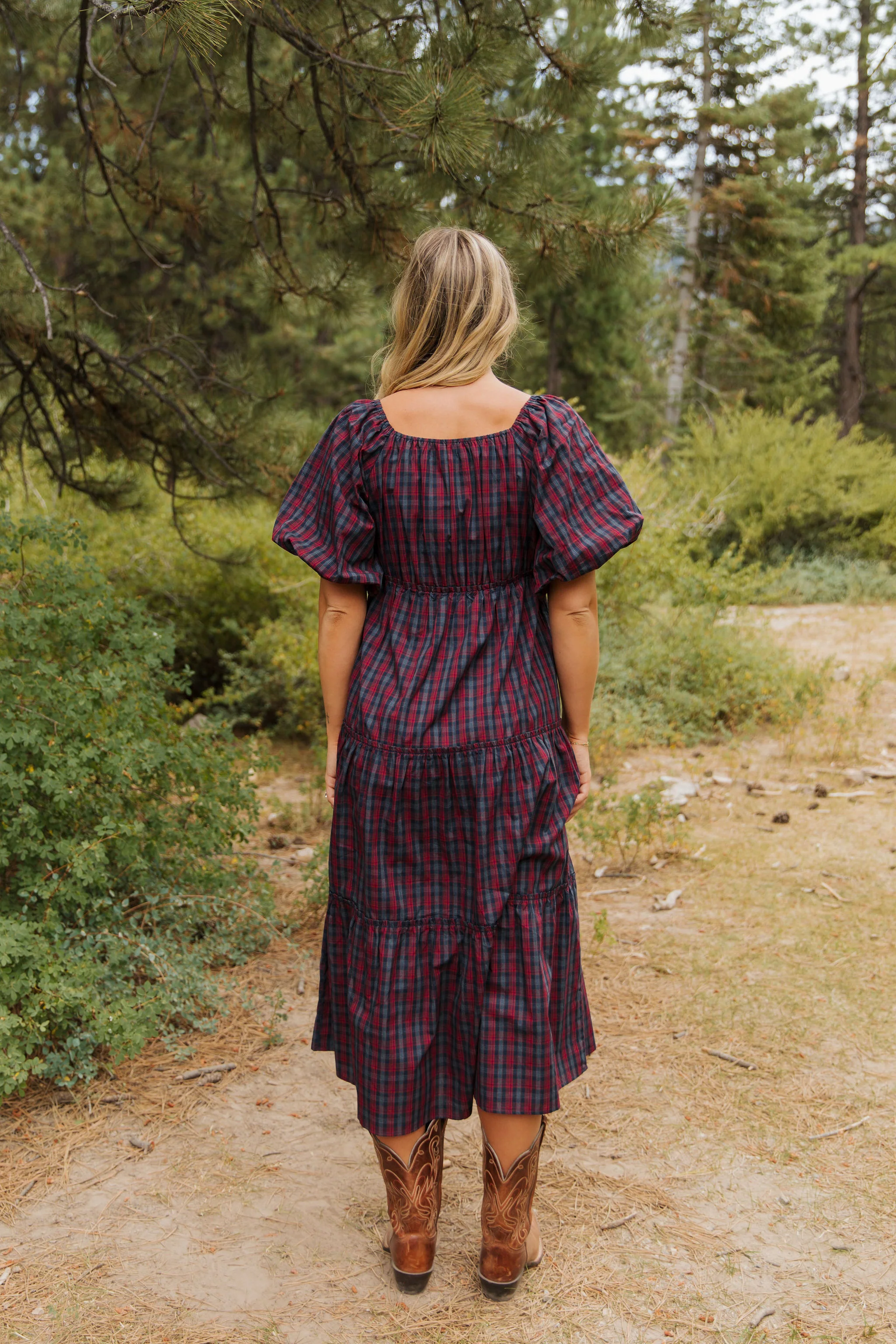 THE EVERMORE DRESS IN NAVY PLAID BY PINK DESERT - Image 8