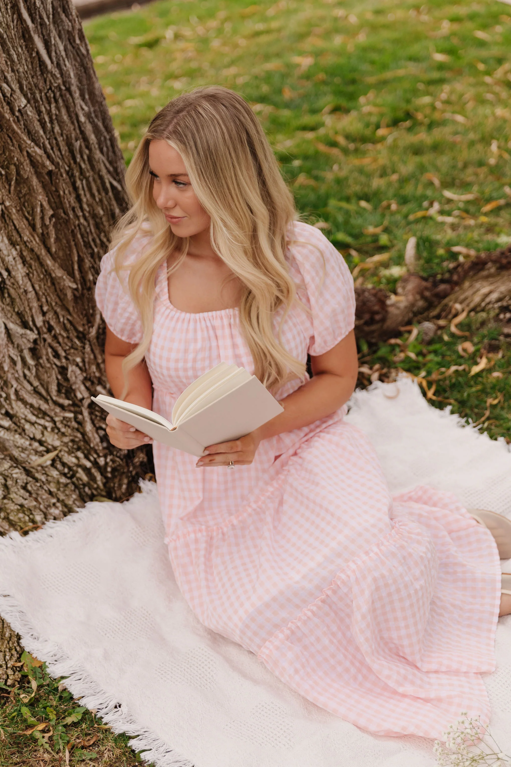 THE EVERMORE DRESS IN PEACH GINGHAM BY PINK DESERT - Image 11