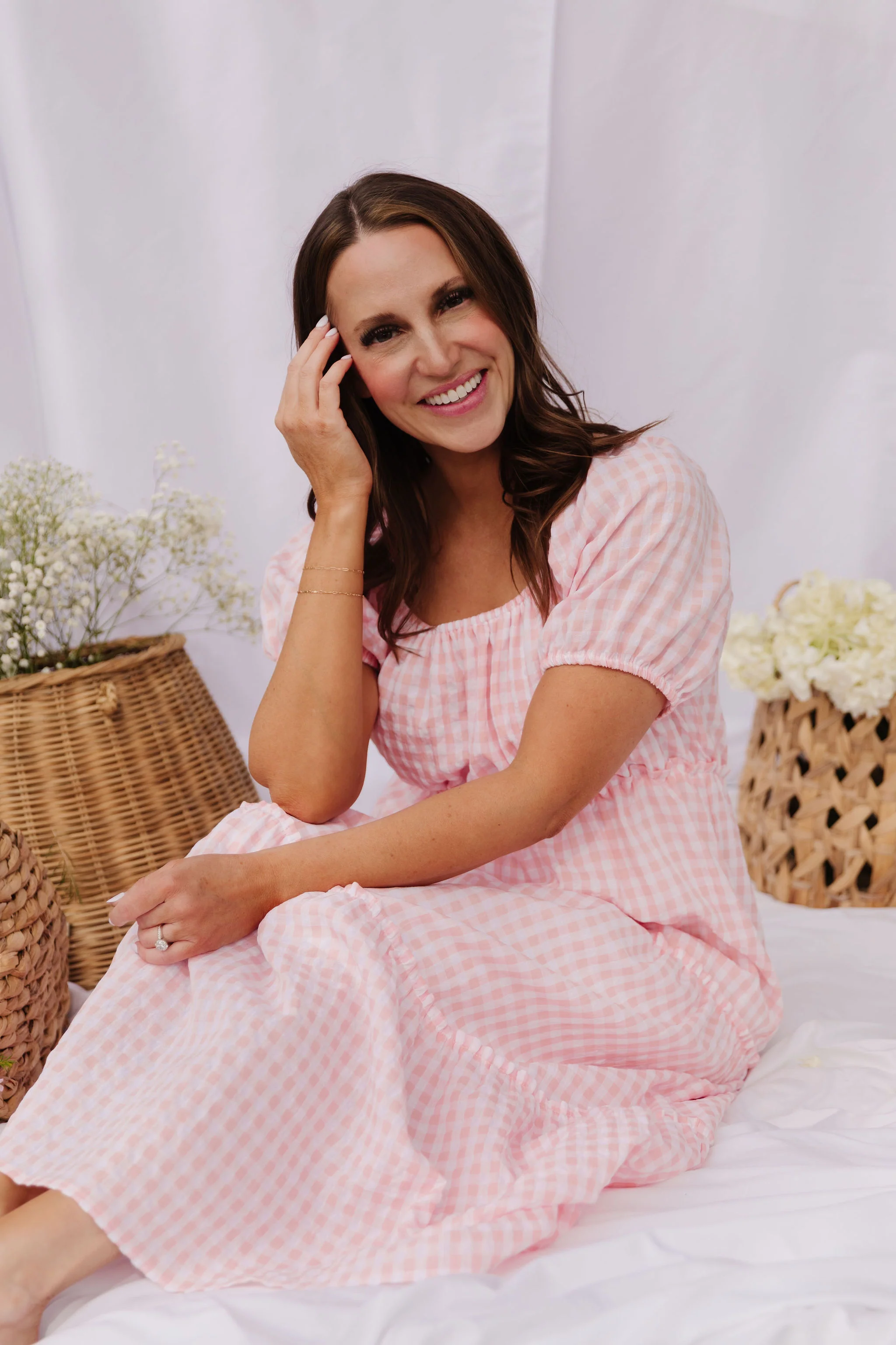 THE EVERMORE DRESS IN PEACH GINGHAM BY PINK DESERT - Image 13