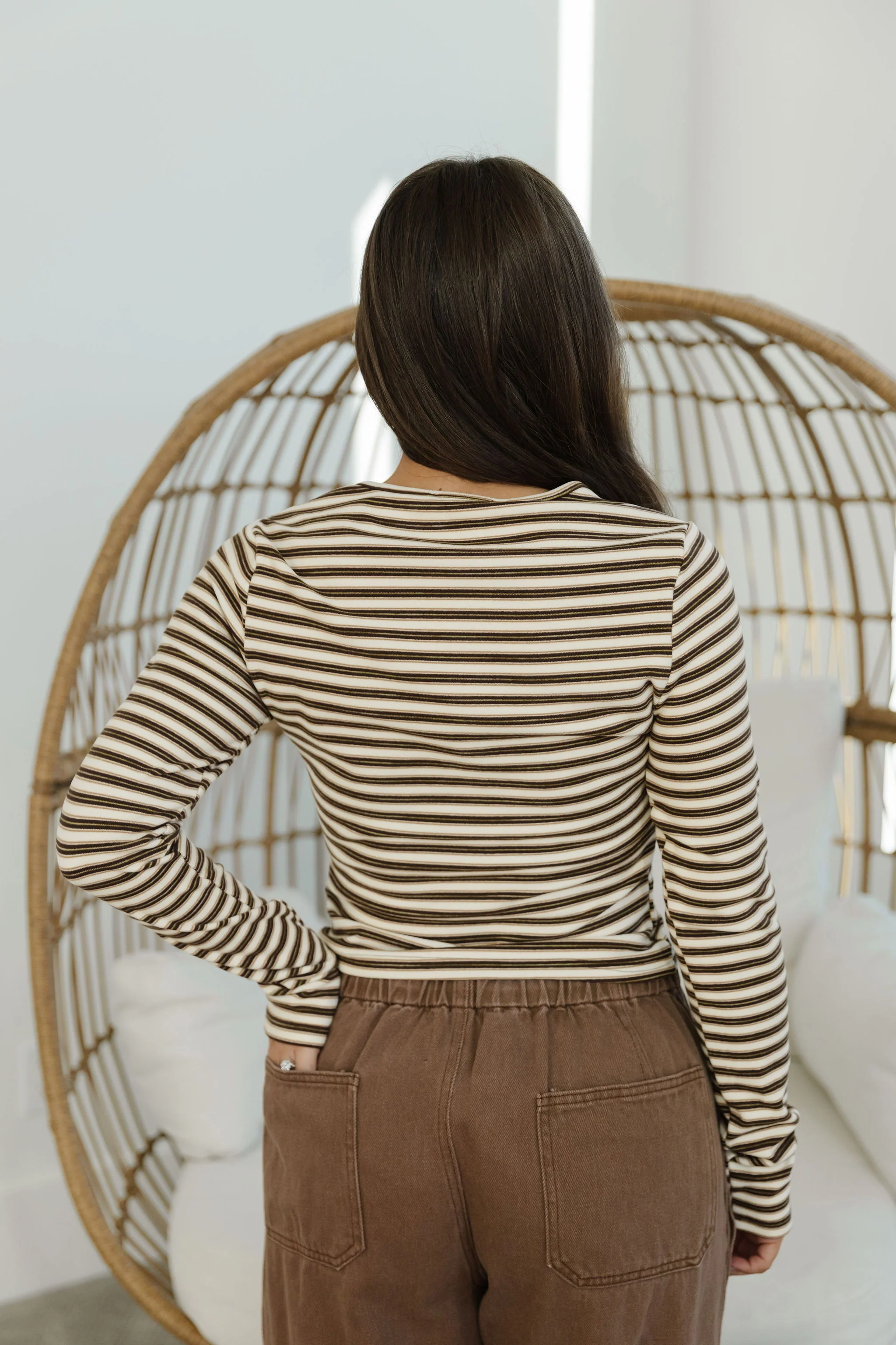 THE FARRAH STRIPED CARDIGAN IN CHOCOLATE - Image 5