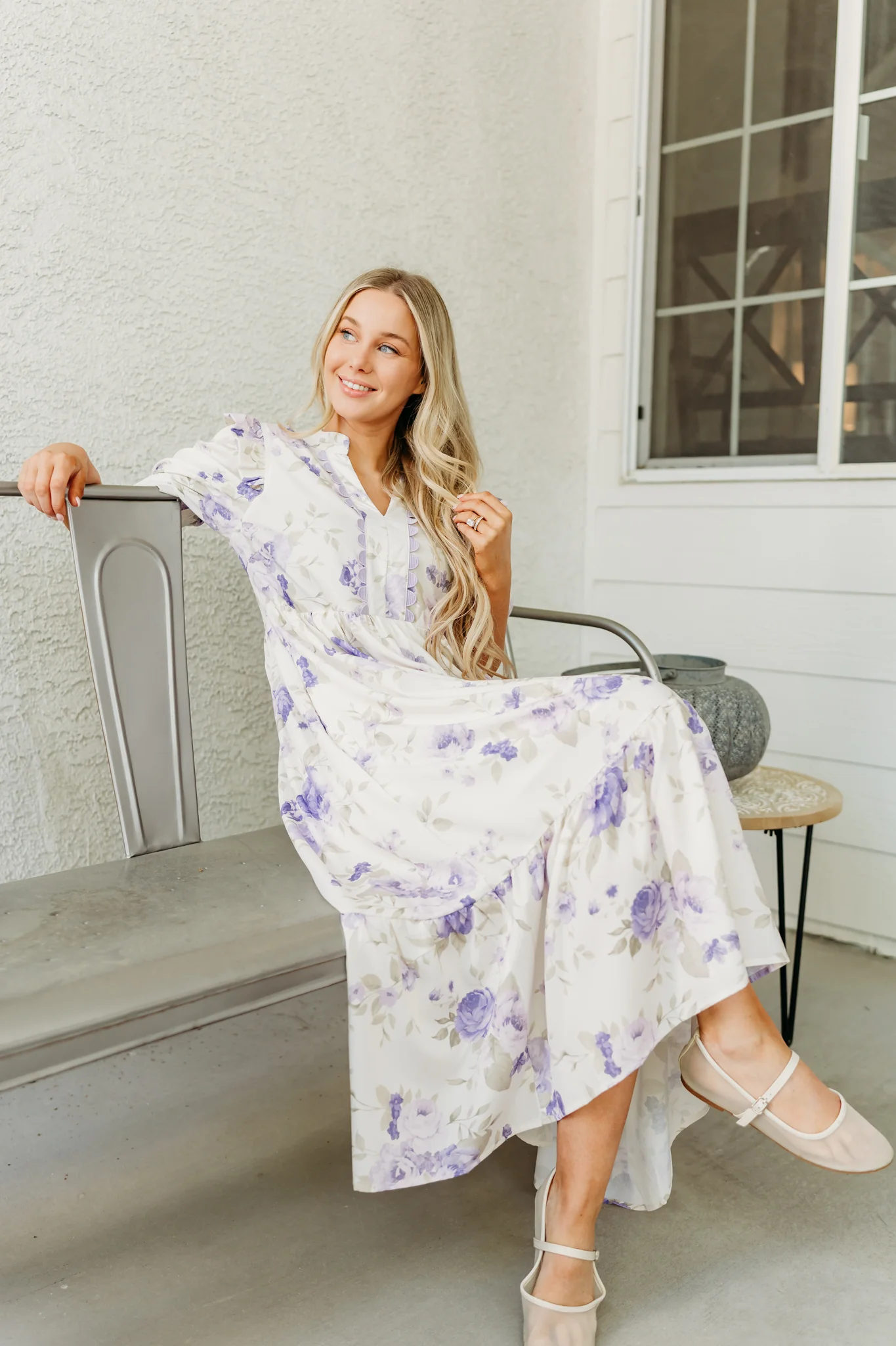 THE FINLEE FLORAL MIDI DRESS IN LILAC - Image 7