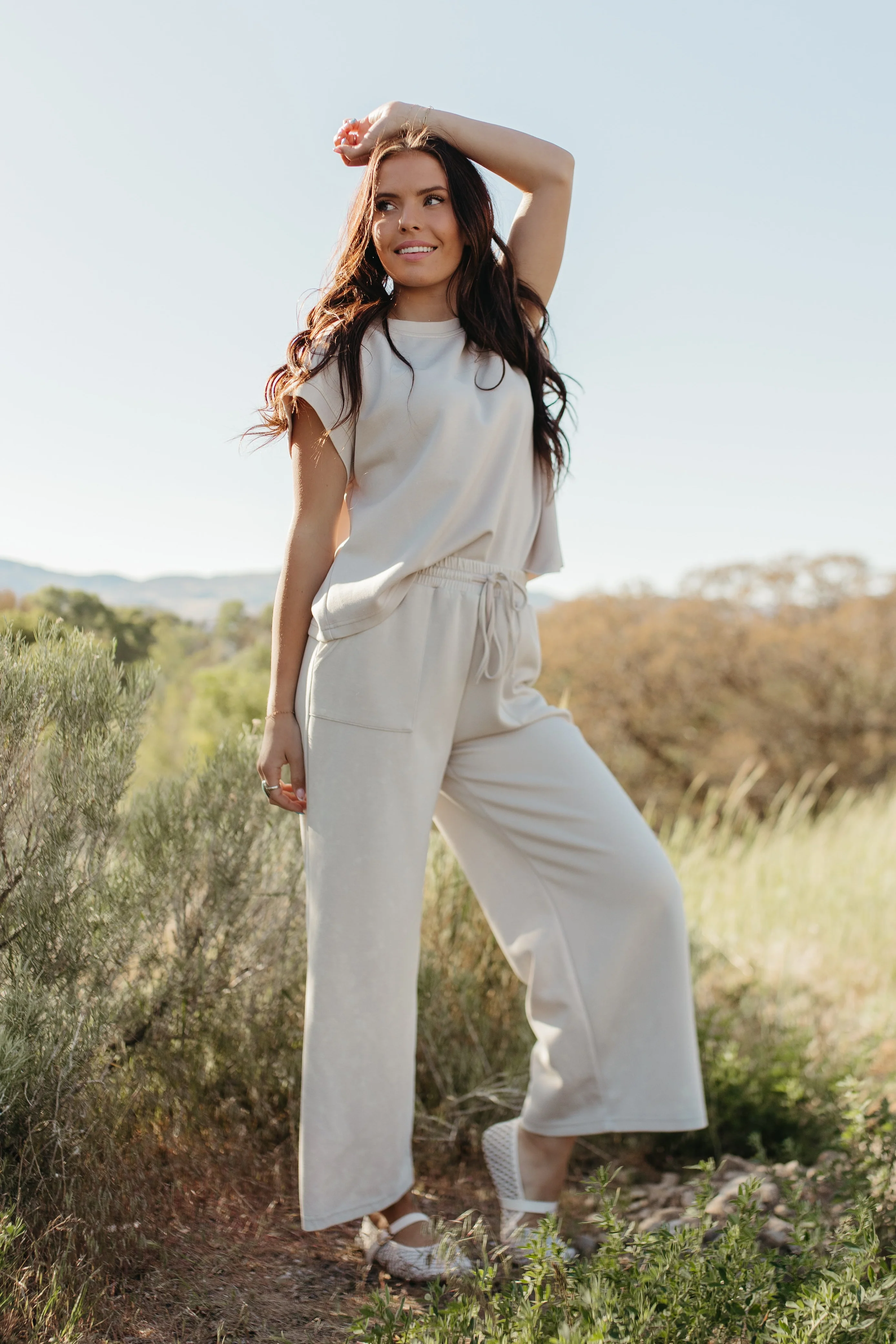 THE GENEVIEVE MINERAL WASHED TOP IN CREAM