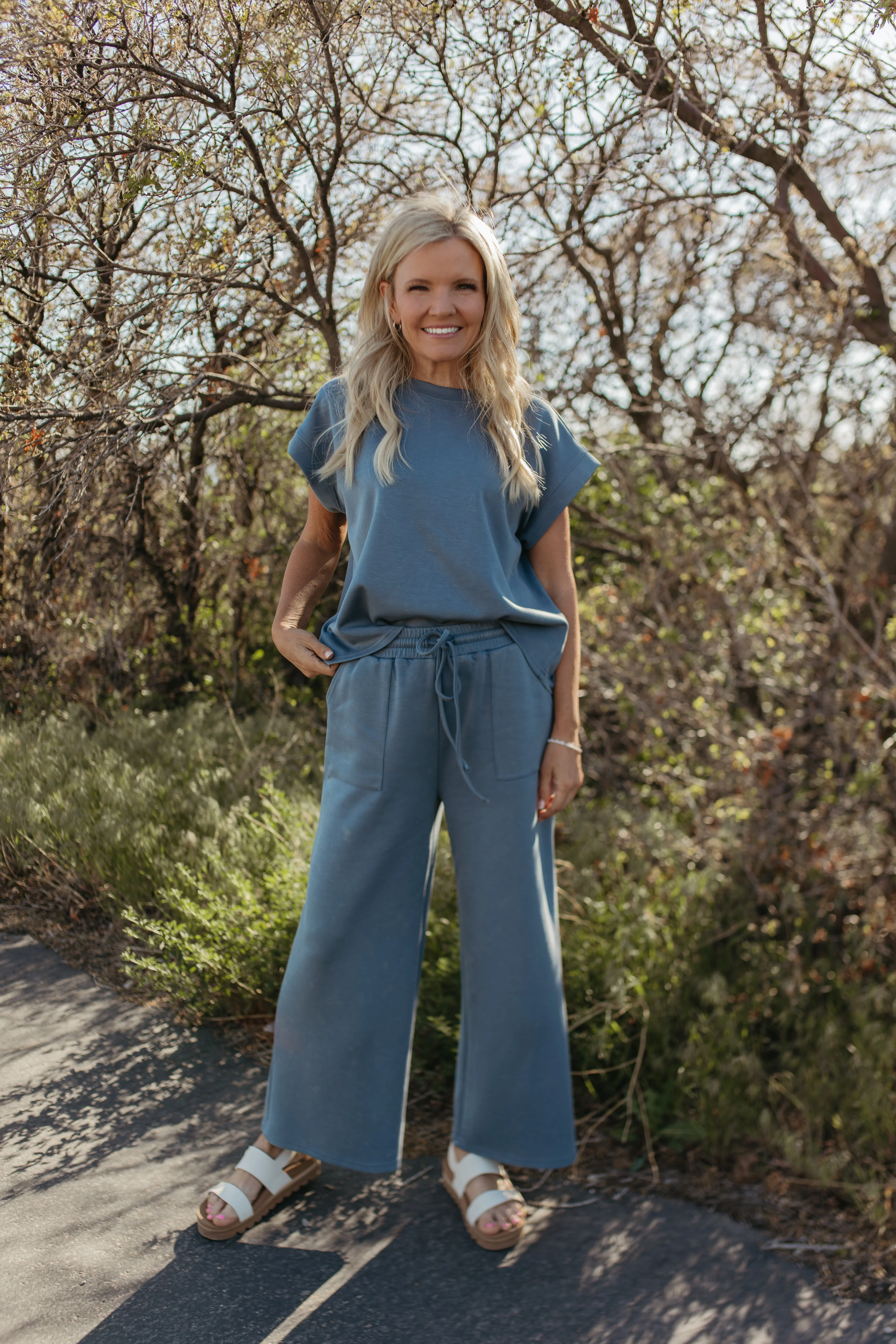 THE GENEVIEVE MINERAL WASHED BOTTOMS IN BLUE - Image 3