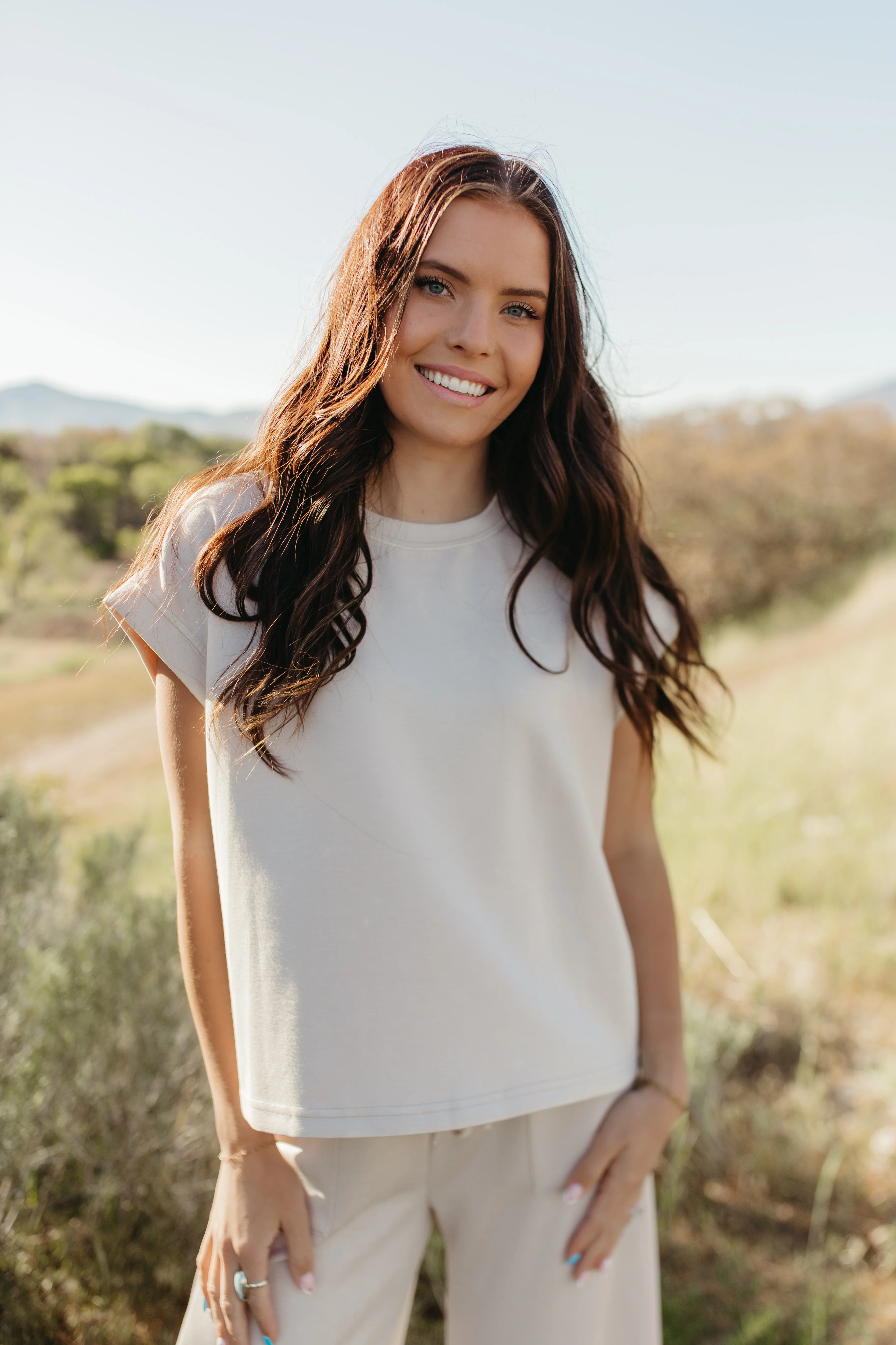 THE GENEVIEVE MINERAL WASHED TOP IN CREAM - Image 5