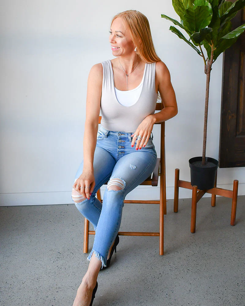 THE HALFTEE CLASSIC WIDE STRAP TANK HALFTEE IN WHITE - Image 3