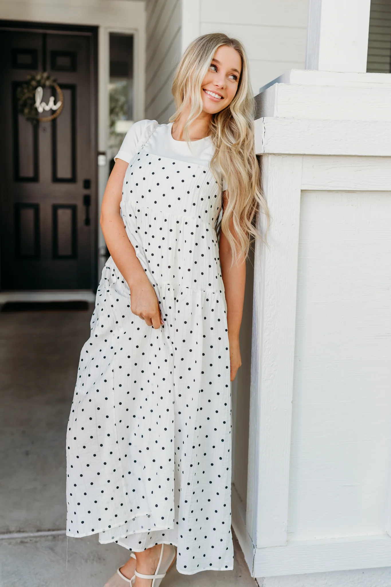 THE HARPER POLKA DOT CAMI DRESS IN IVORY - Image 4