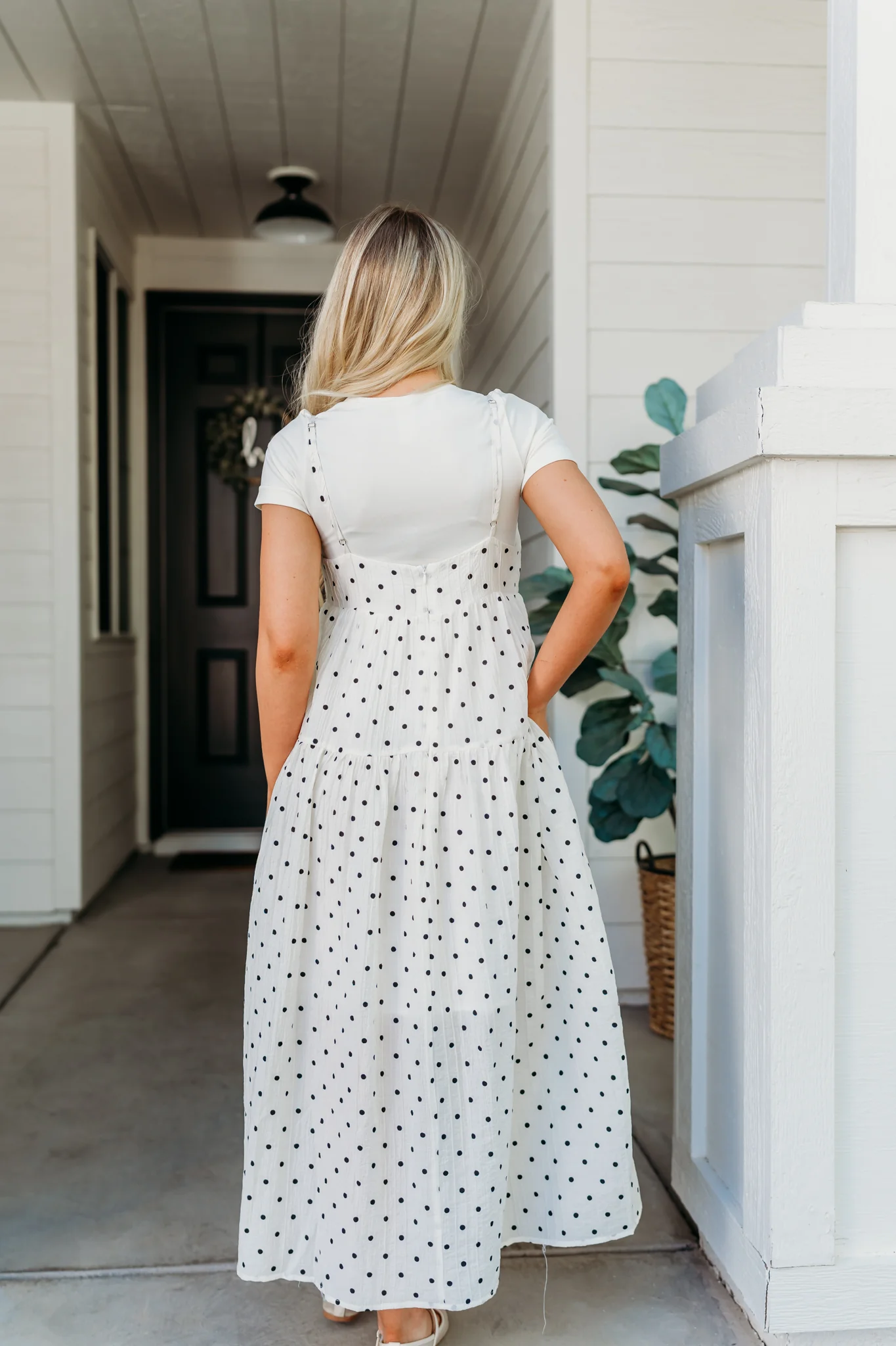 THE HARPER POLKA DOT CAMI DRESS IN IVORY - Image 6